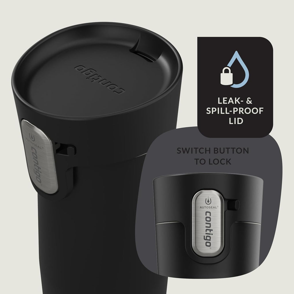 Contigo AUTOSEAL West Loop Vacuum-Insulated Stainless Steel Travel Mug with Easy-Clean Lid, 12oz, Matte Black - 78IJ