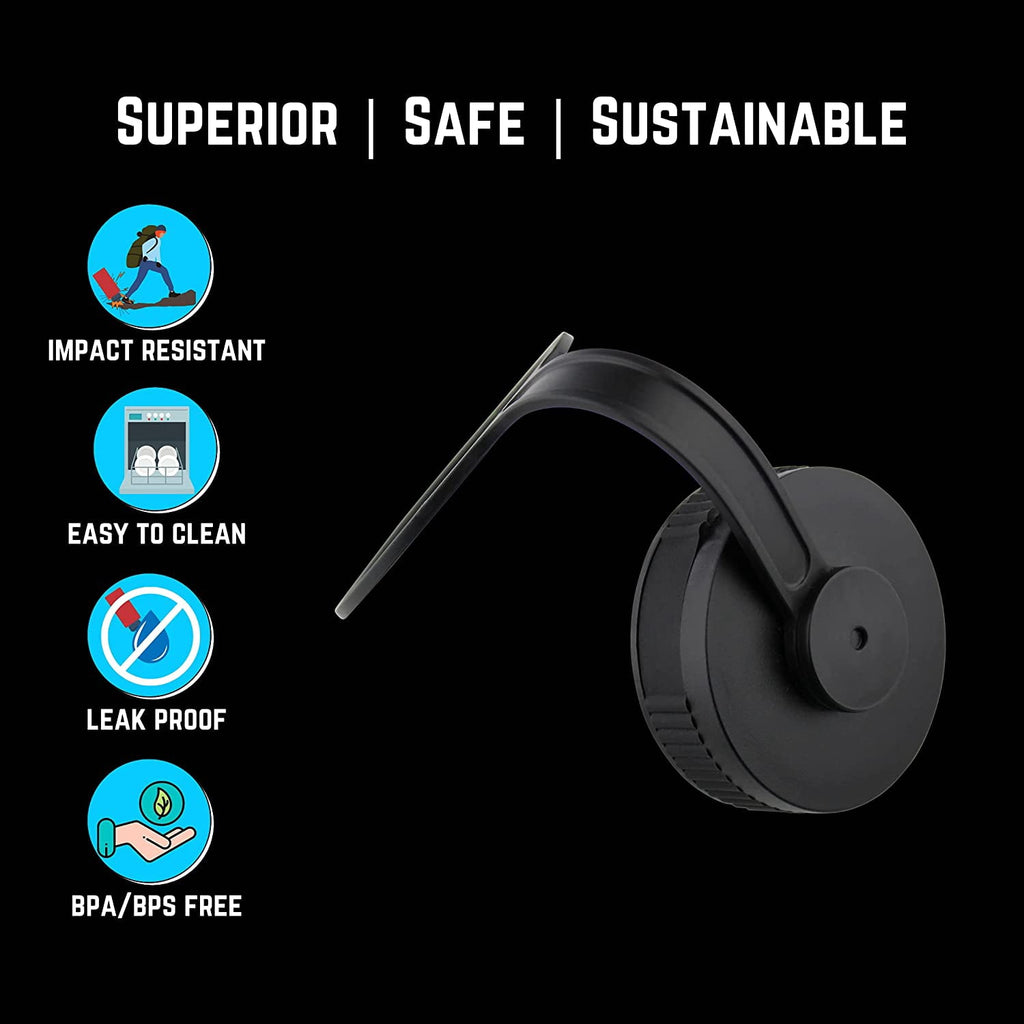 NuRich Loop Top Lid for Wide Mouth Hydro Flask, Nalgene &amp; Simple Water Bottles - 97FR