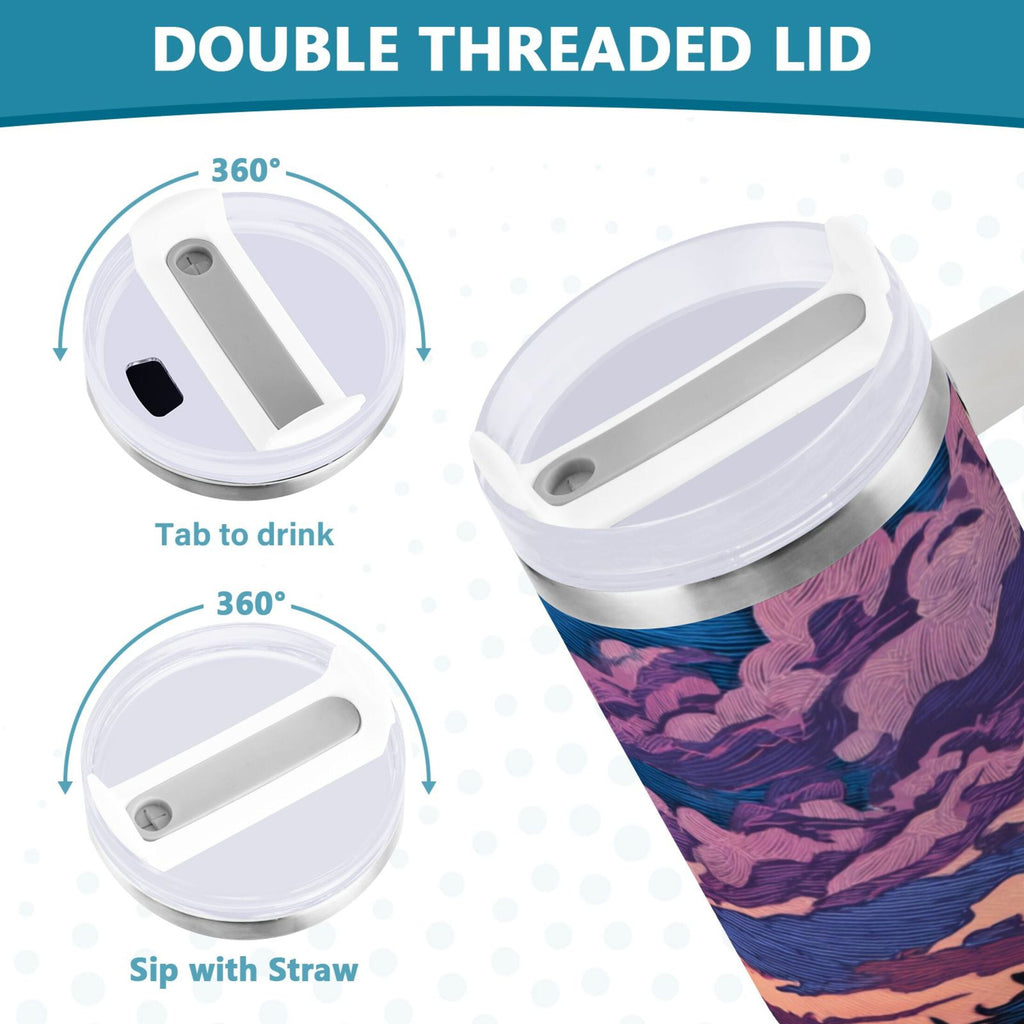 40 oz Insulated Stainless Steel Tumbler Double Wall Stainless Steel Tumbler with 2-Way Drinking Wild Horses Running - F54D