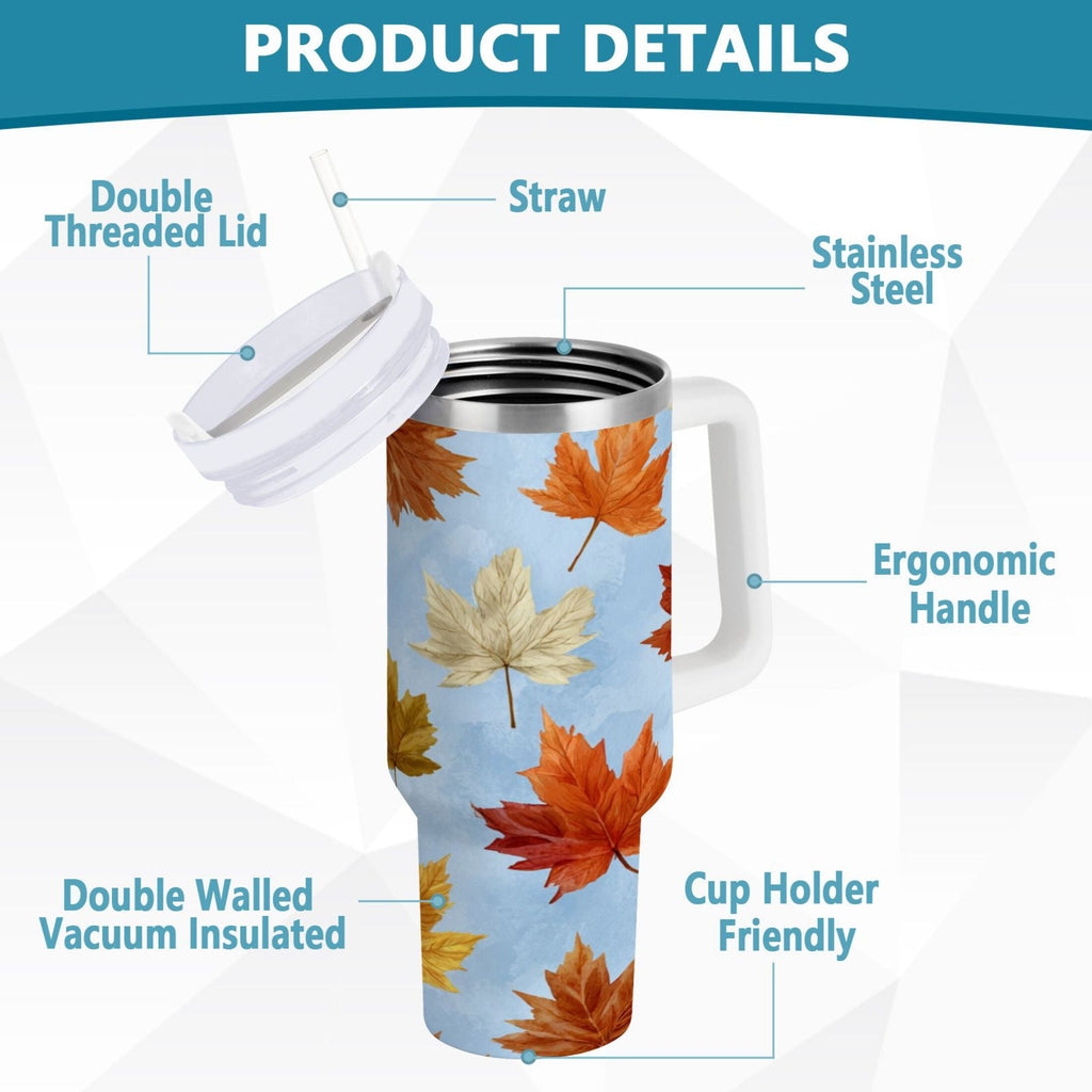 30 oz Insulated Stainless Steel Tumbler Double Wall Stainless Steel Tumbler with 2-Way Drinking Autumn Maple Leaves - SU3H