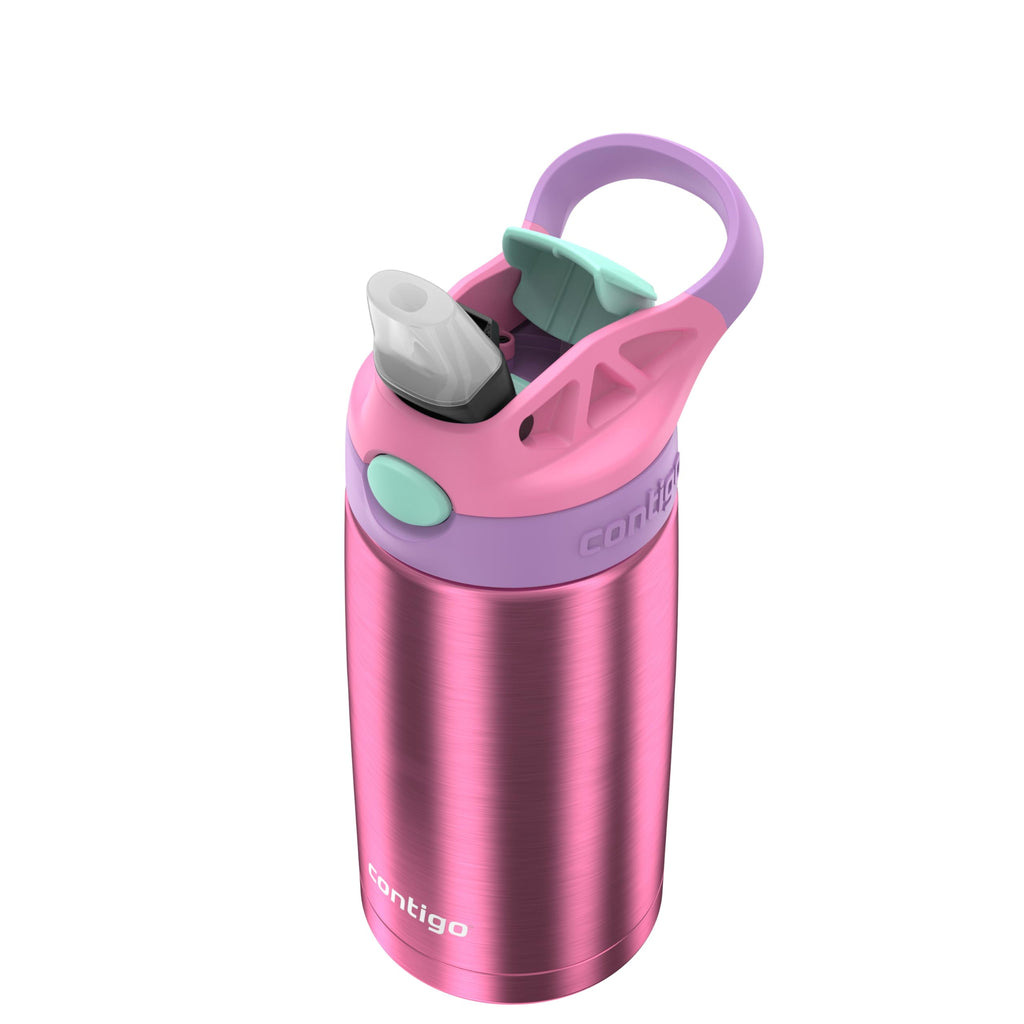 Contigo Kid's 13 oz. AutoSpout Straw Water Bottle - Stainless Steel/Azalea/Pansy - NBM5