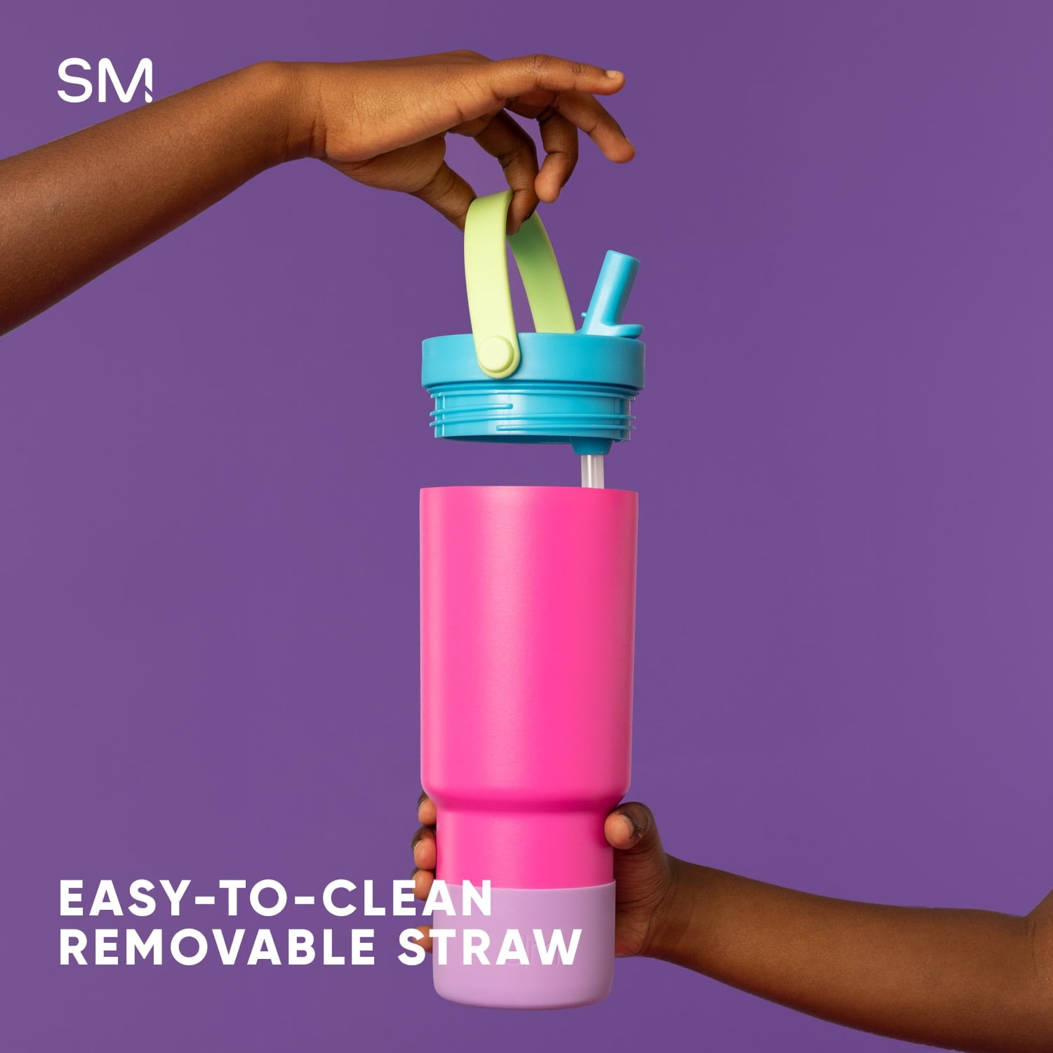 Simple Modern 24 fl oz Insulated Stainless Steel Trek Pivot Tumbler with Straw Lid and Top Handle|Cotton Candy Tie Dye - XIBE