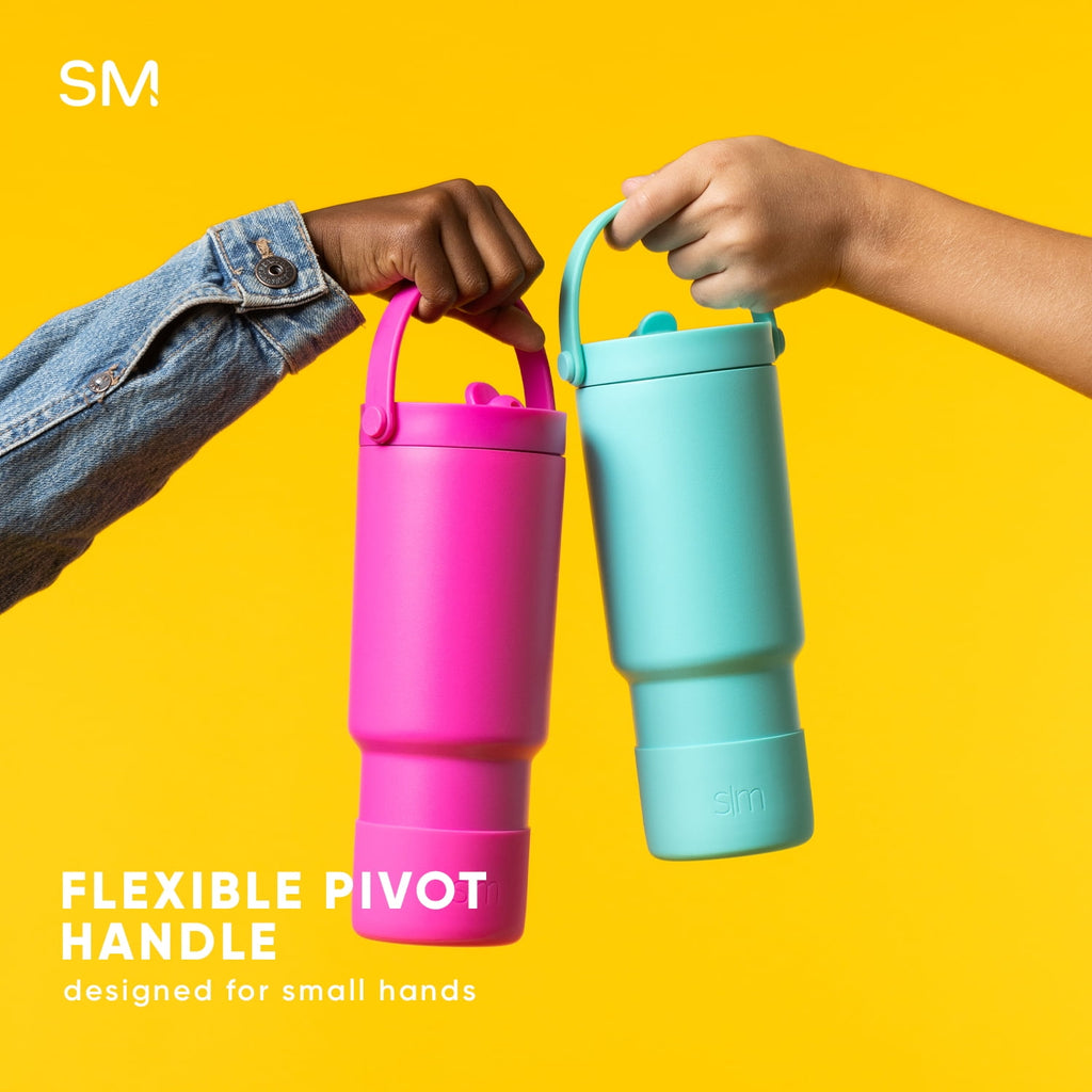Simple Modern 24 fl oz Insulated Stainless Steel Trek Pivot Tumbler with Straw Lid and Top Handle|Cotton Candy Tie Dye - XIBE
