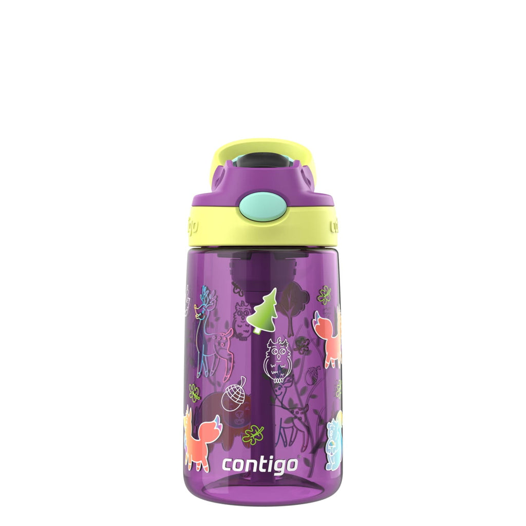 Contigo Kids Water Bottle with Redesigned AUTOSPOUT Straw, 14 oz, Grape Forest Haven - IJLN