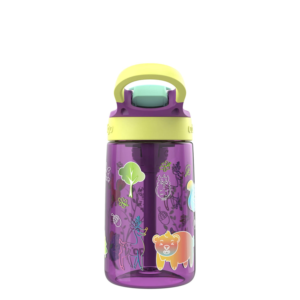 Contigo Kids Water Bottle with Redesigned AUTOSPOUT Straw, 14 oz, Grape Forest Haven - IJLN