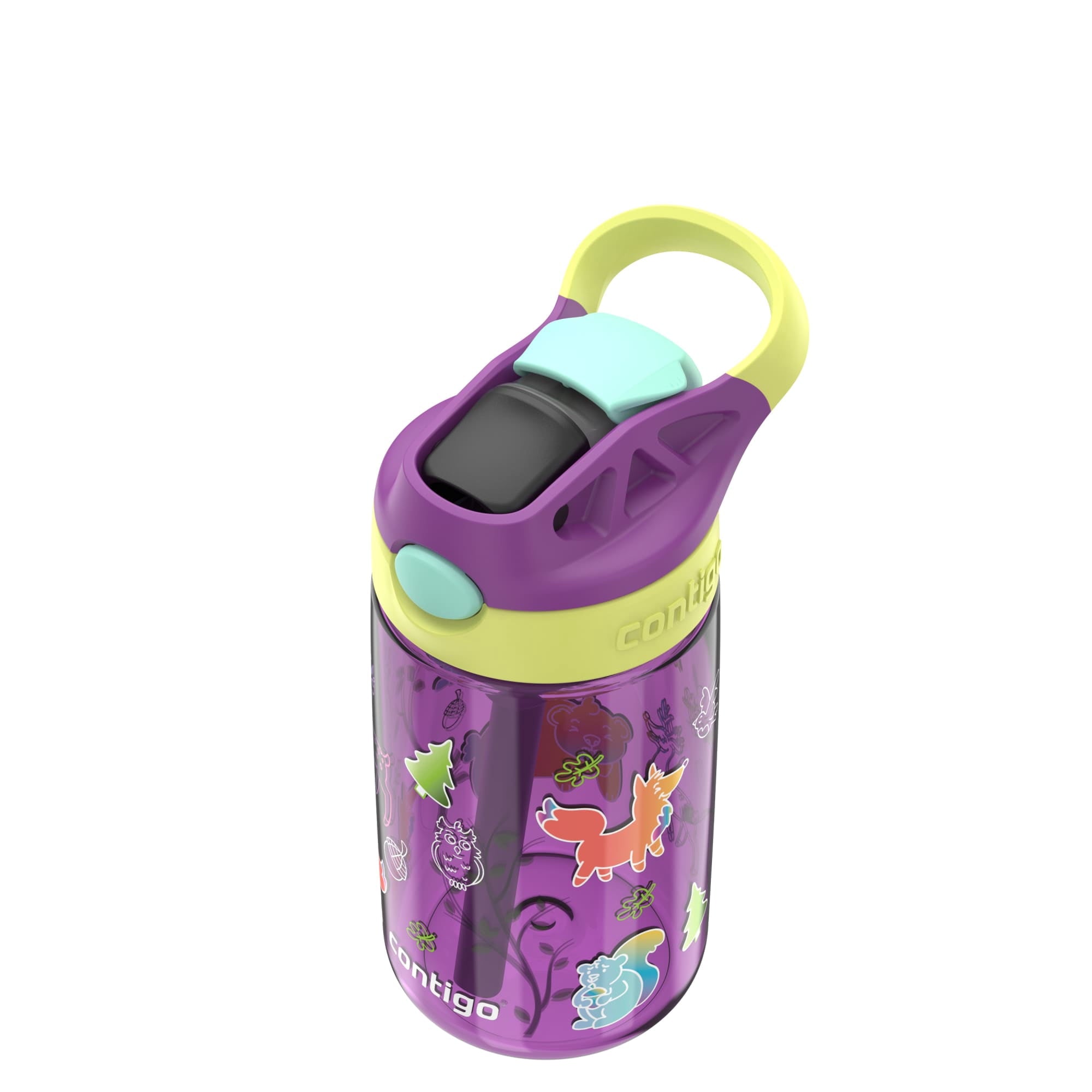 Contigo Kids Water Bottle with Redesigned AUTOSPOUT Straw, 14 oz, Grape Forest Haven - IJLN