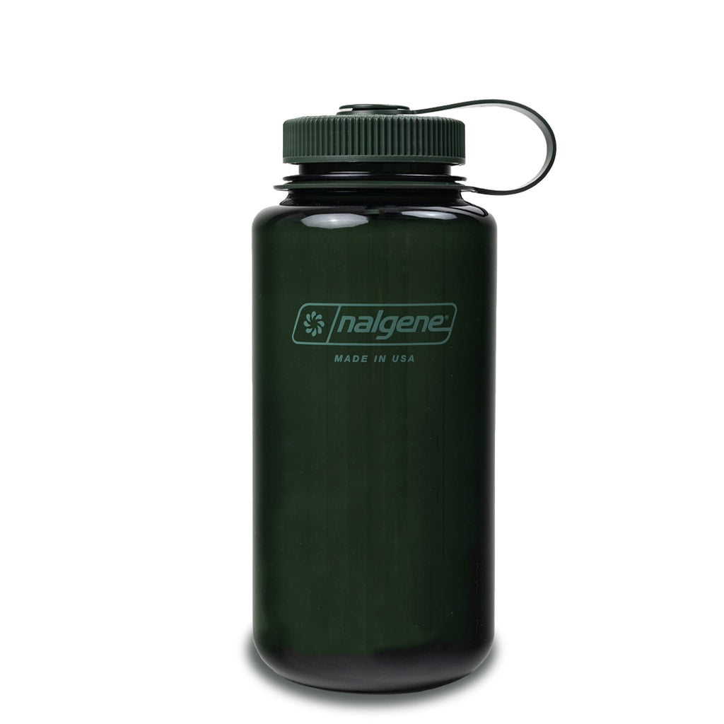 Nalgene Monochrome BPA-Free Recycled Reusable Water Bottle for Backpacking, Hiking, Gym - 32 oz Shatterproof Jade - EM3L