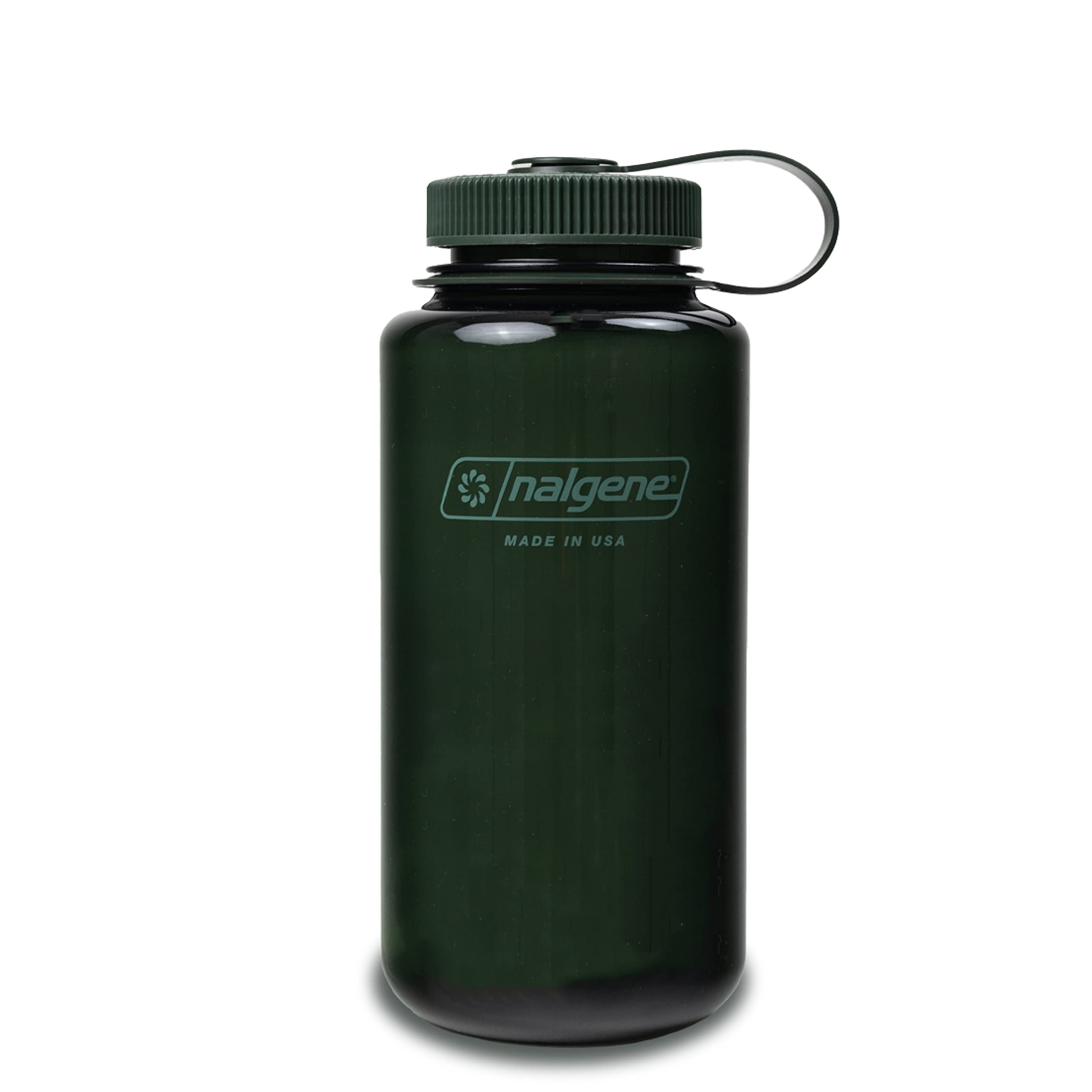 Nalgene Monochrome BPA-Free Recycled Reusable Water Bottle for Backpacking, Hiking, Gym - 32 oz Shatterproof Jade - EM3L