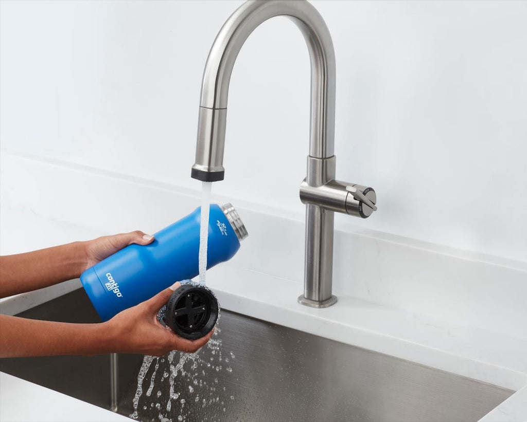 Contigo Fit Stainless Steel AUTOSPOUT Water Bottle with Straw, Blue Amp, 32 fl oz. - D204