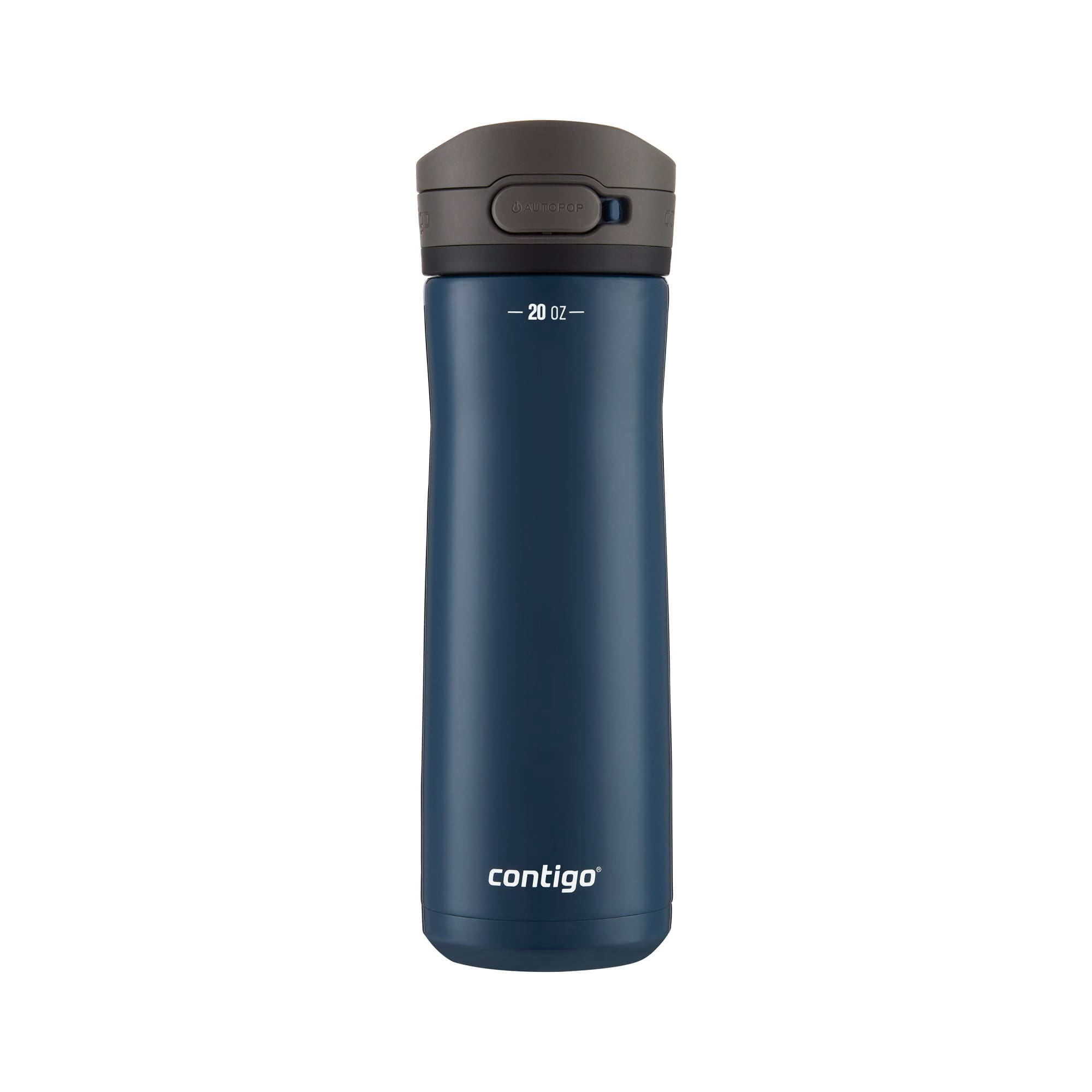 Contigo Jackson Chill Bundle 2 Water Bottles Black 24oz and Blueberry 20oz with Autopop Lid - E60I