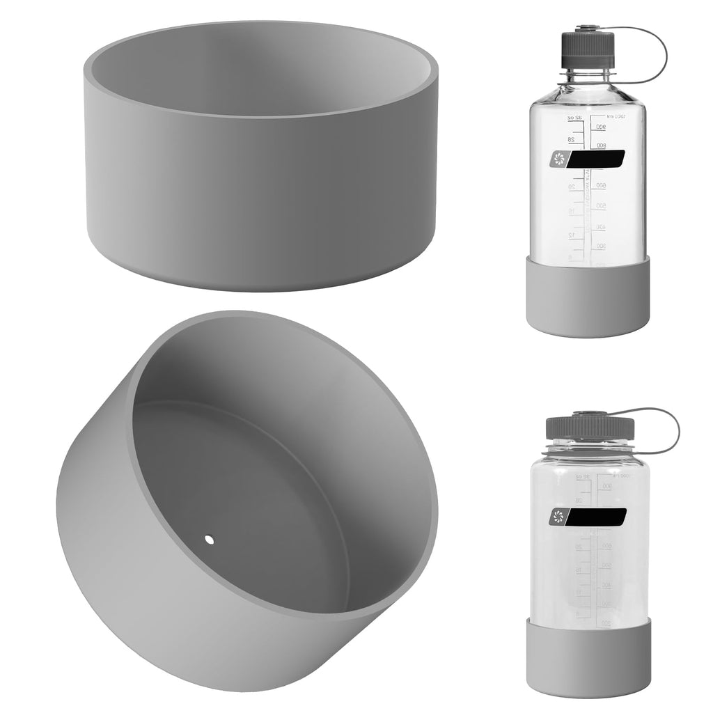 Linkidea 2 Pack Water Bottle Boot Compatible with Nalgene Sustain Wide Mouth 32oz/48oz, Narrow Mouth 32oz, Silicone Anti-Slip Bottle Bottom Bumper Protector (Grey) - G3XS
