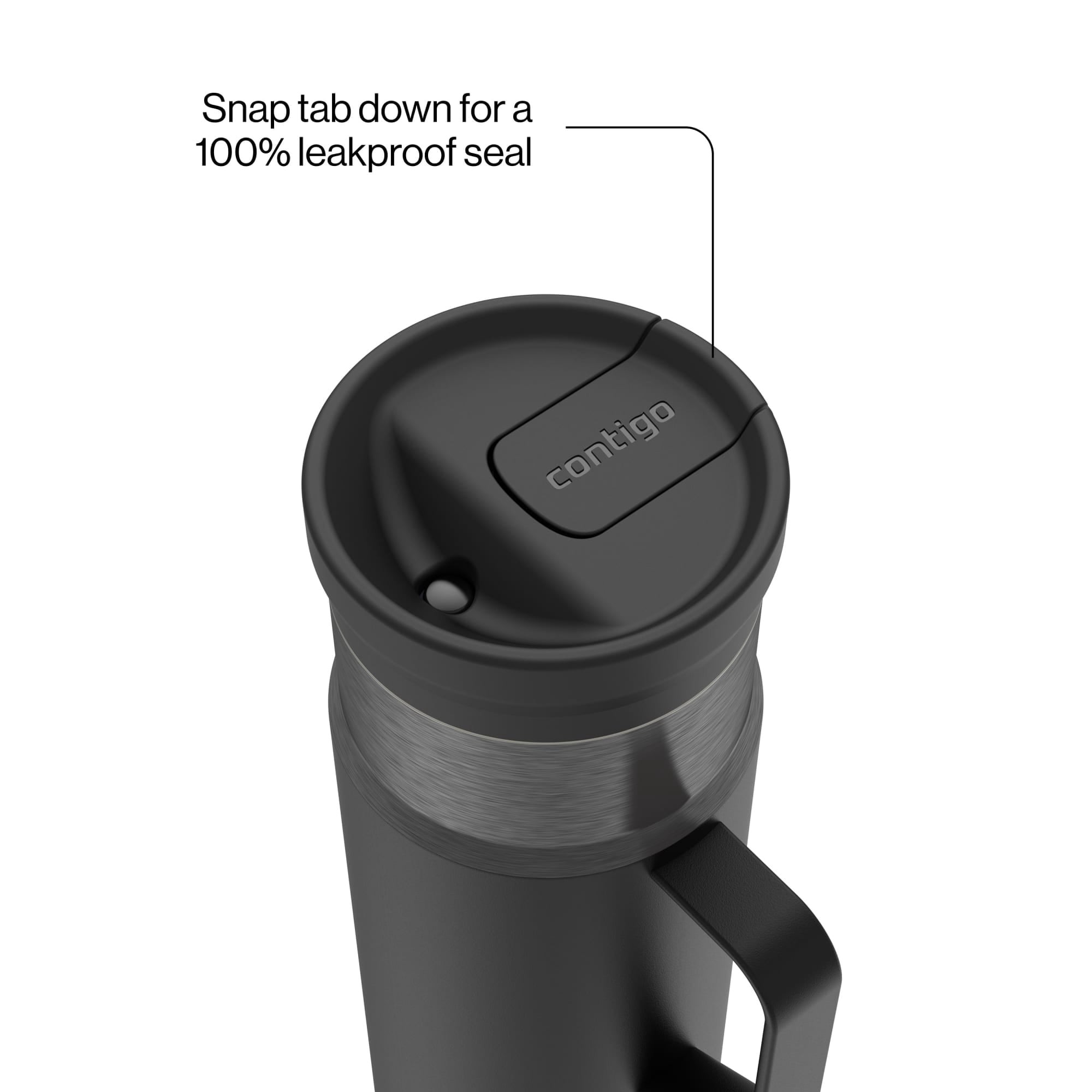 Contigo SnapSeal Leakproof Stainless Steel Reusable Water Bottle Tumbler with Side Handle, Dark Blue/Bronze, 20 oz - RU6A