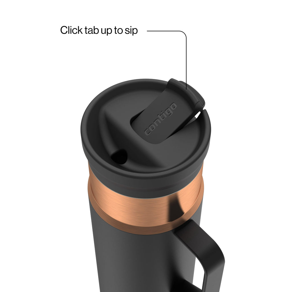 Contigo SnapSeal Leakproof Stainless Steel Reusable Water Bottle Tumbler with Side Handle, Dark Blue/Bronze, 20 oz - RU6A