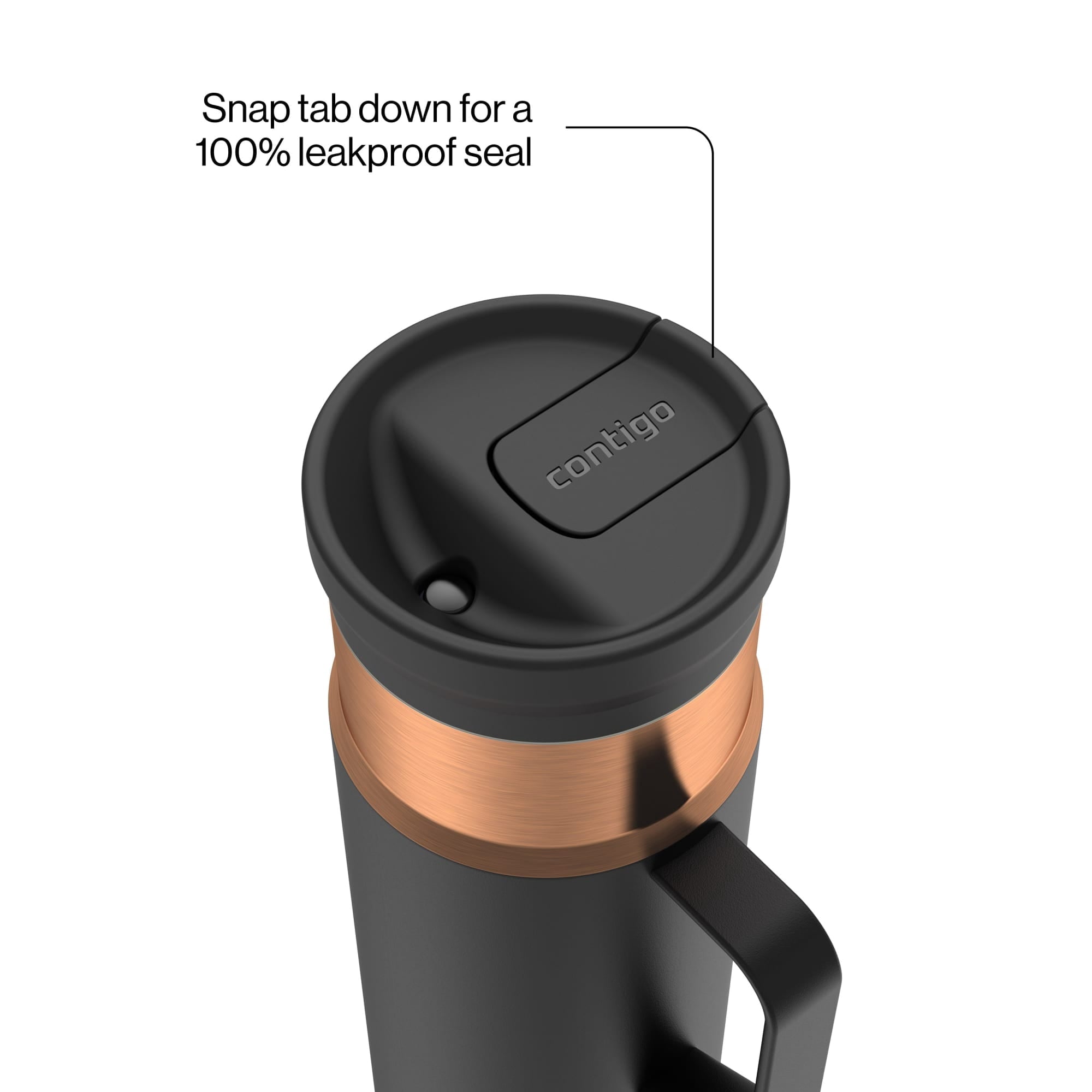 Contigo SnapSeal Leakproof Stainless Steel Reusable Water Bottle Tumbler with Side Handle, Dark Blue/Bronze, 20 oz - RU6A