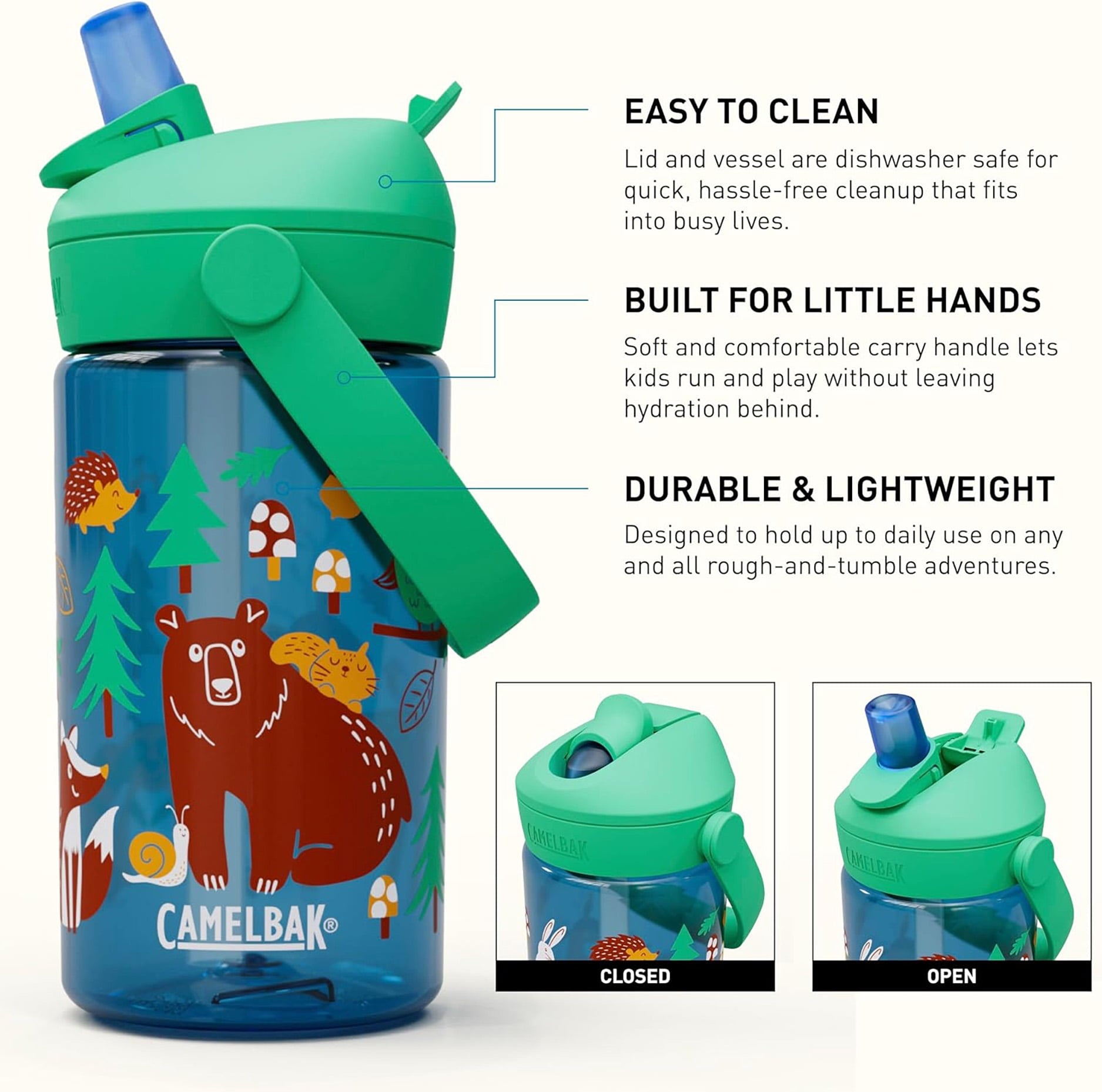 Camelbak Thrive™ Flip Straw Kids 14oz Bottle, Friendly Forest - L2ES