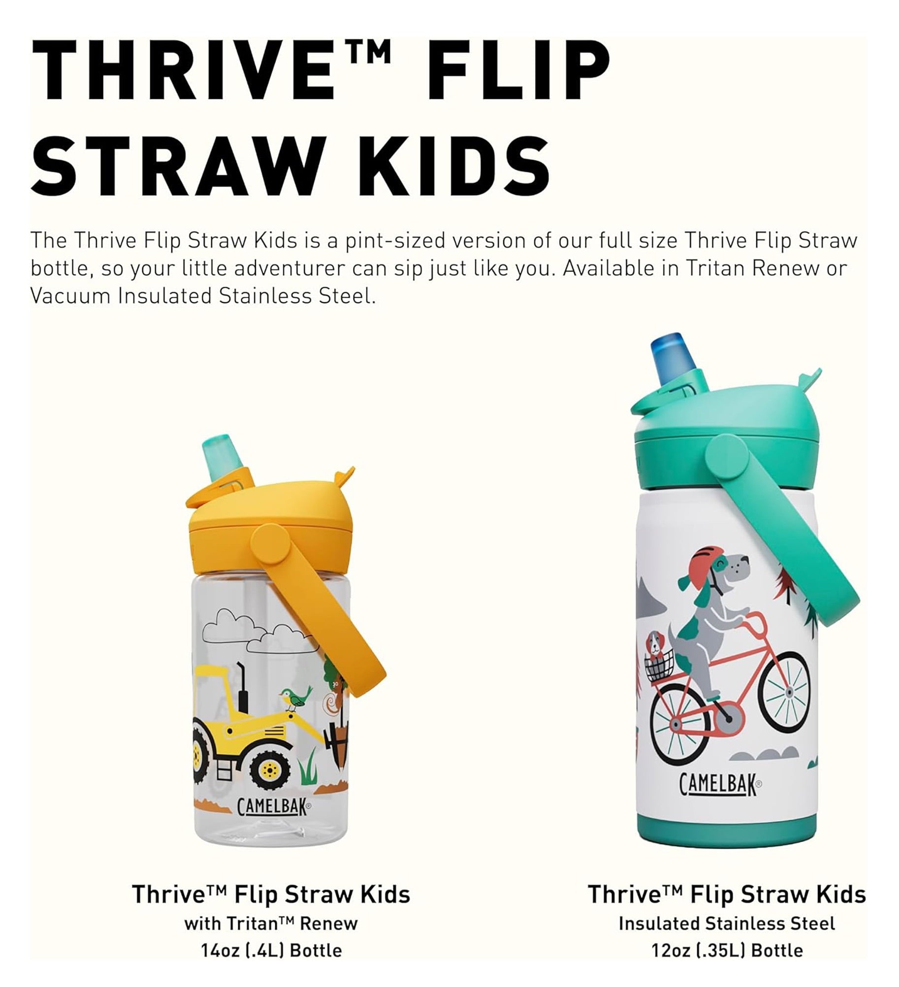 Camelbak Thrive™ Flip Straw Kids 14oz Bottle, Friendly Forest - L2ES