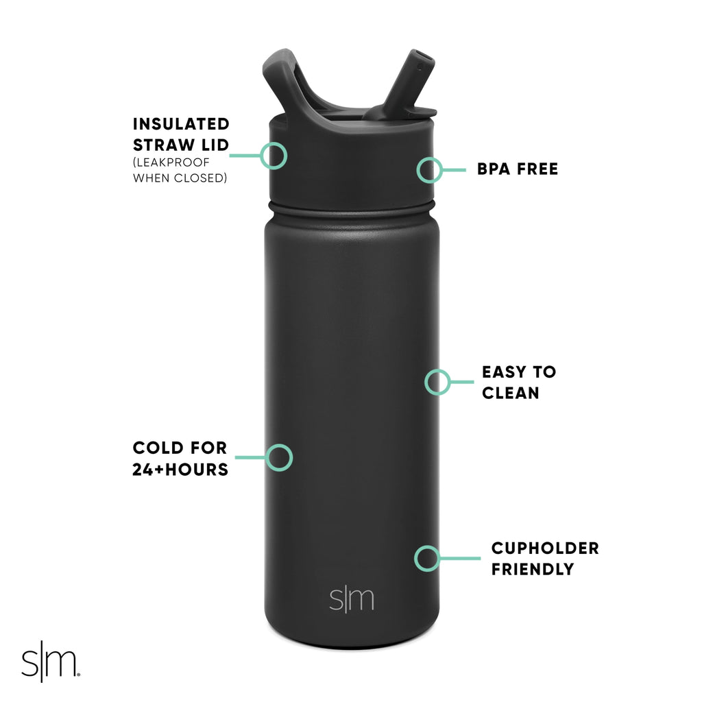 Simple Modern Summit Water Bottle Straw Lid Vacuum Insulated Stainless Steel Bottle | 18 fl oz - I8YT