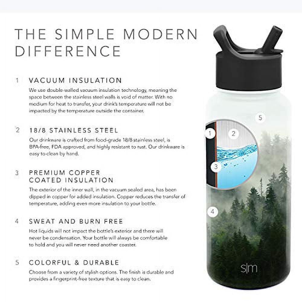 Simple Modern Summit Water Bottle Straw Lid Vacuum Insulated Stainless Steel Bottle | 18 fl oz - I8YT