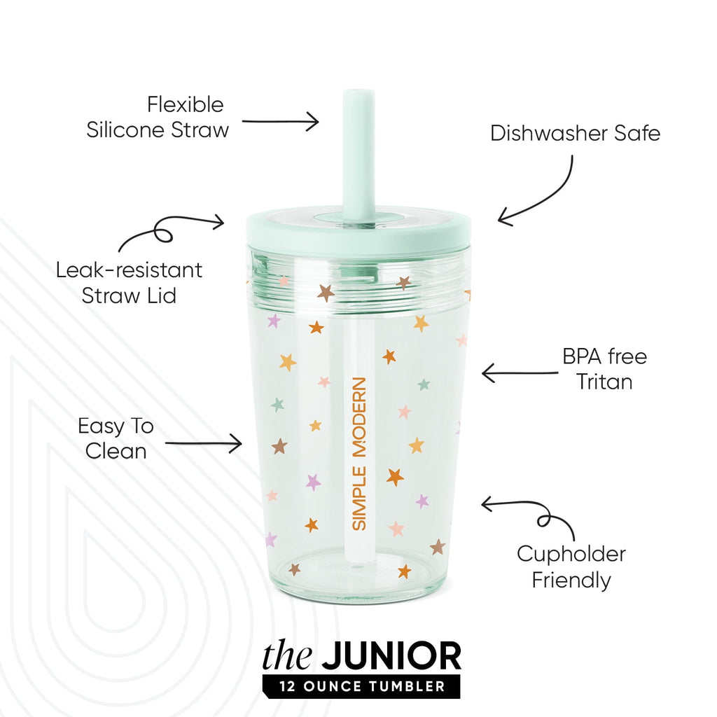 Simple Modern 12 fl oz Tritan Plastic Junior Tumbler with Silicone Straw Lid for Toddlers | Stars - J27T