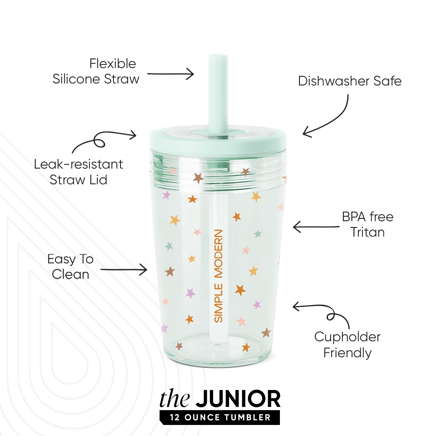 Simple Modern 12 fl oz Tritan Plastic Junior Tumbler with Silicone Straw Lid for Toddlers | Stars - J27T
