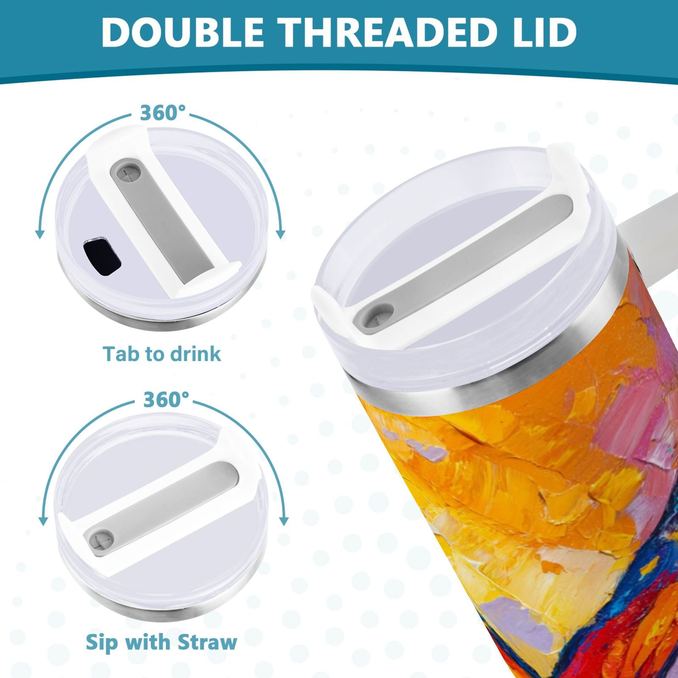 30 oz Insulated Stainless Steel Tumbler Double Wall Stainless Steel Tumbler with 2-Way Drinking Colorful Butterfly Flying - GFA3