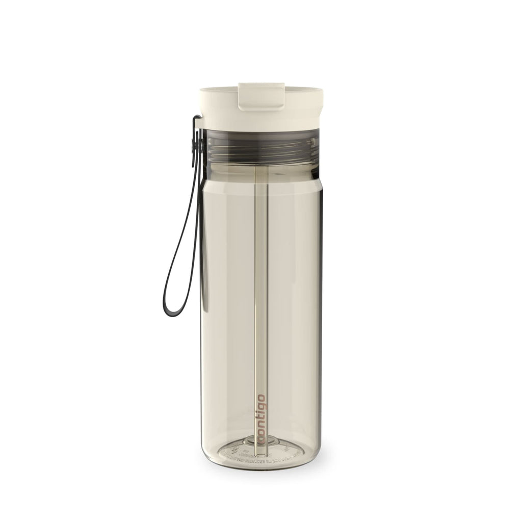 Contigo DualSip Leakproof Plastic Reusable Water Bottle with Carrying Strap, Black/Clear, 24 oz - FOT7