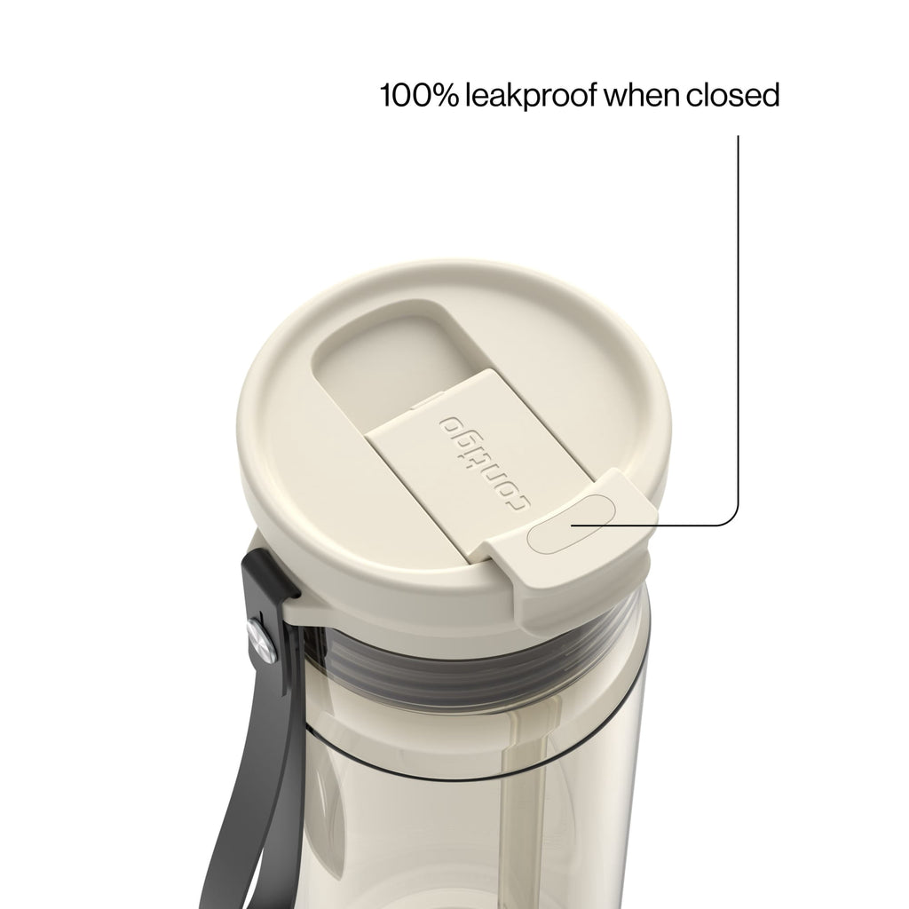 Contigo DualSip Leakproof Plastic Reusable Water Bottle with Carrying Strap, Black/Clear, 24 oz - FOT7
