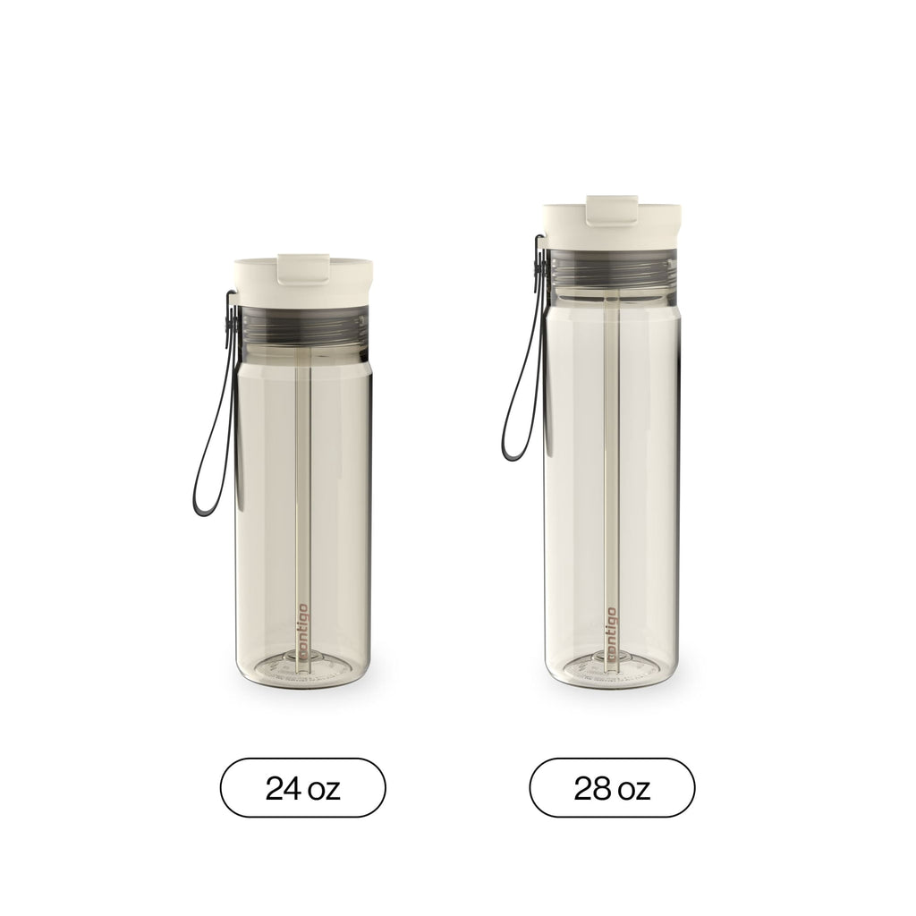 Contigo DualSip Leakproof Plastic Reusable Water Bottle with Carrying Strap, Black/Clear, 24 oz - FOT7