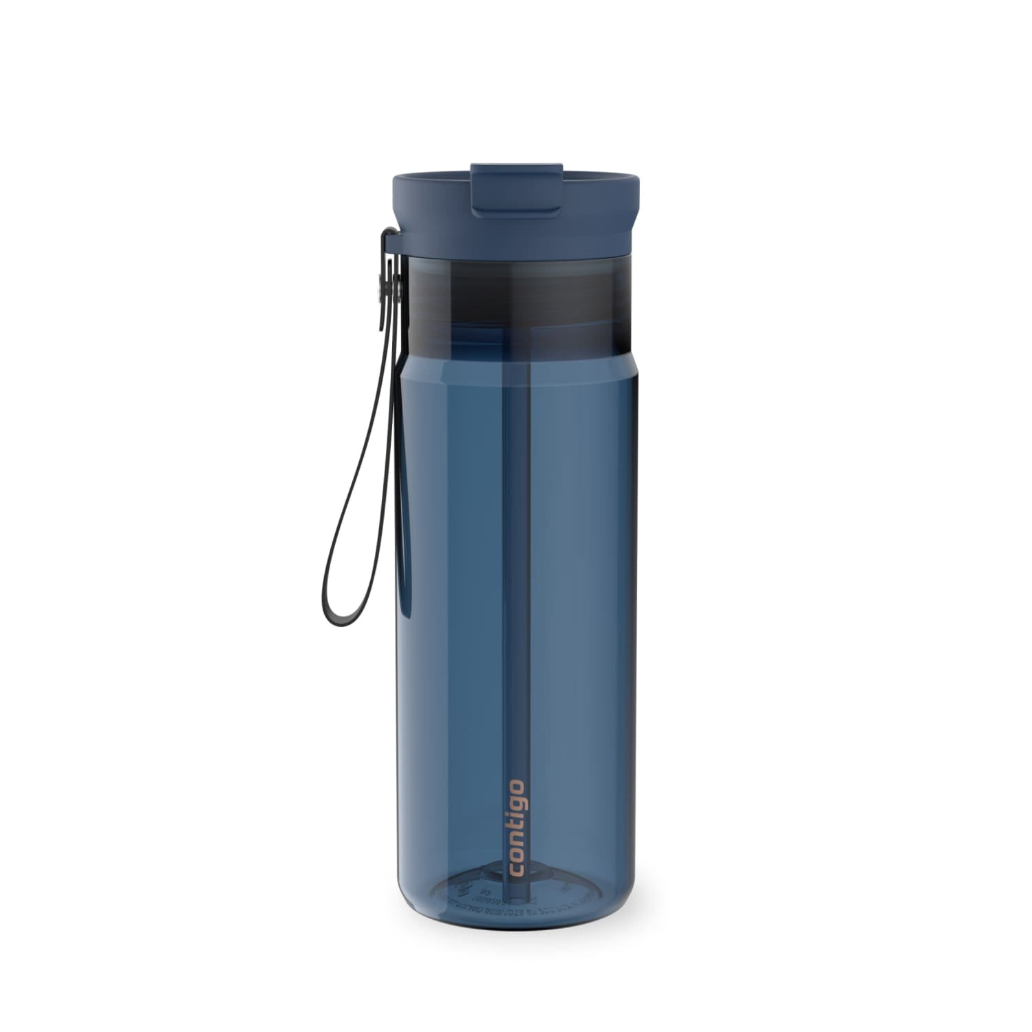 Contigo DualSip Leakproof Plastic Reusable Water Bottle with Carrying Strap, Black/Clear, 24 oz - FOT7