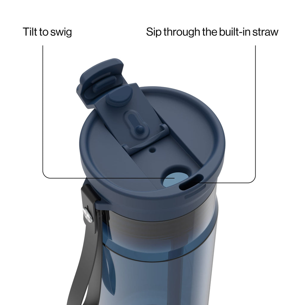 Contigo DualSip Leakproof Plastic Reusable Water Bottle with Carrying Strap, Black/Clear, 24 oz - FOT7