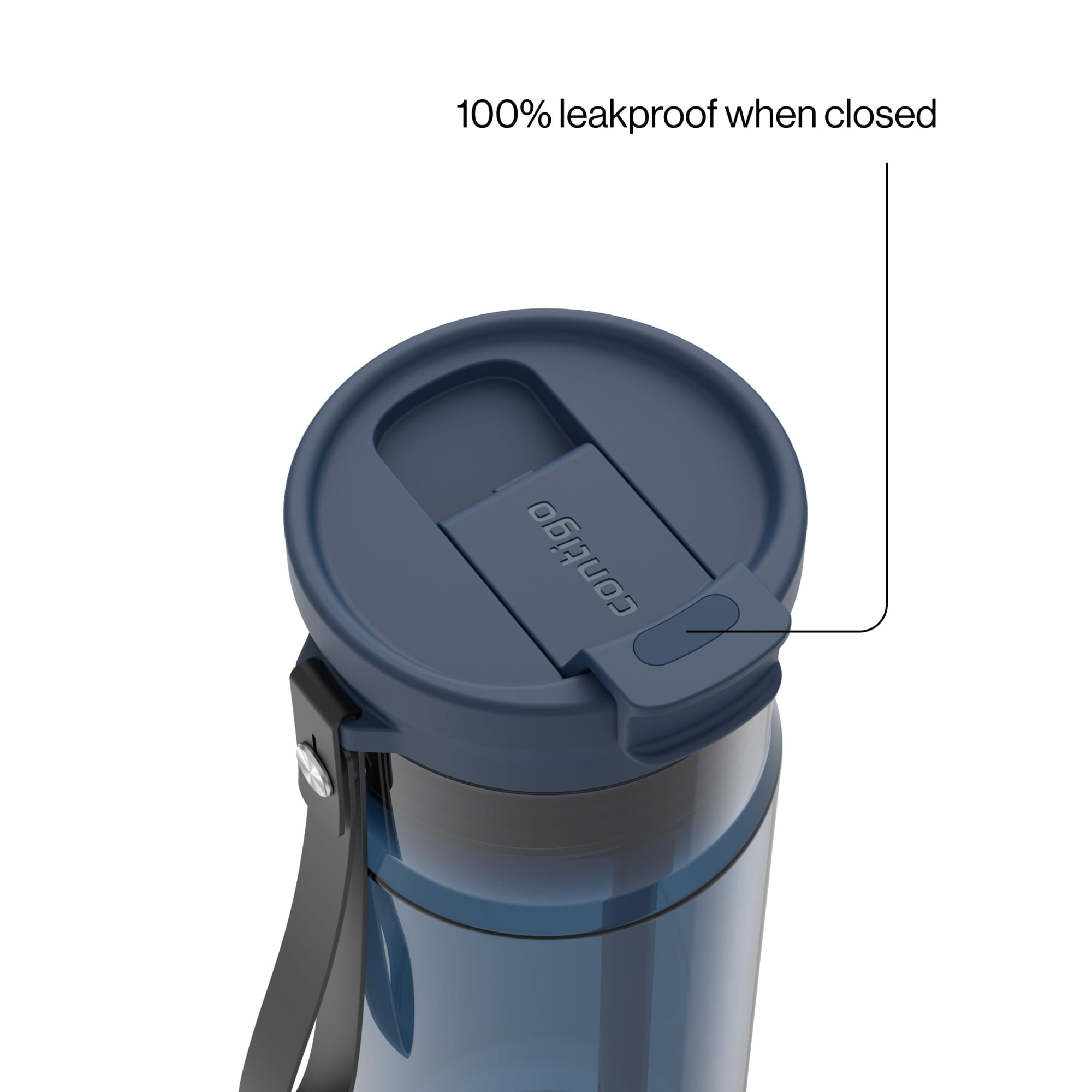 Contigo DualSip Leakproof Plastic Reusable Water Bottle with Carrying Strap, Black/Clear, 24 oz - FOT7