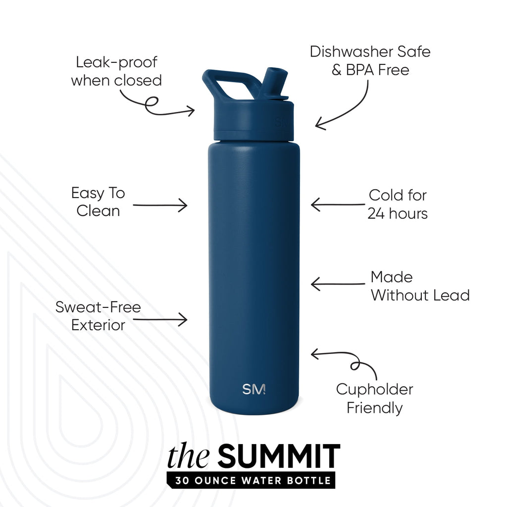 Simple Modern 30 fl oz Insulated Stainless Steel Summit Wide Mouth Water Bottle with Straw Lid | Slumberland - 0M9C