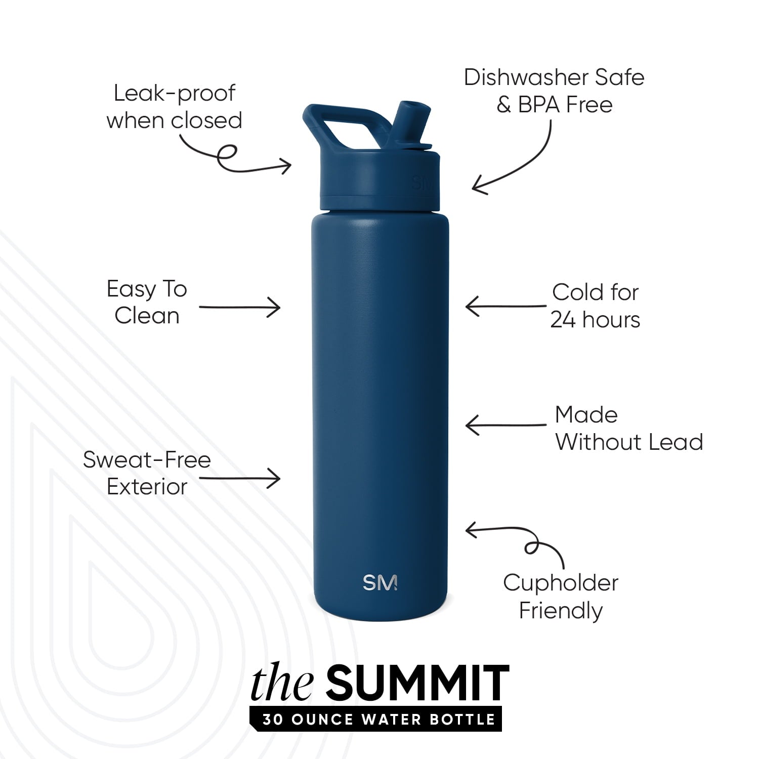 Simple Modern 30 fl oz Insulated Stainless Steel Summit Wide Mouth Water Bottle with Straw Lid | Slumberland - 0M9C