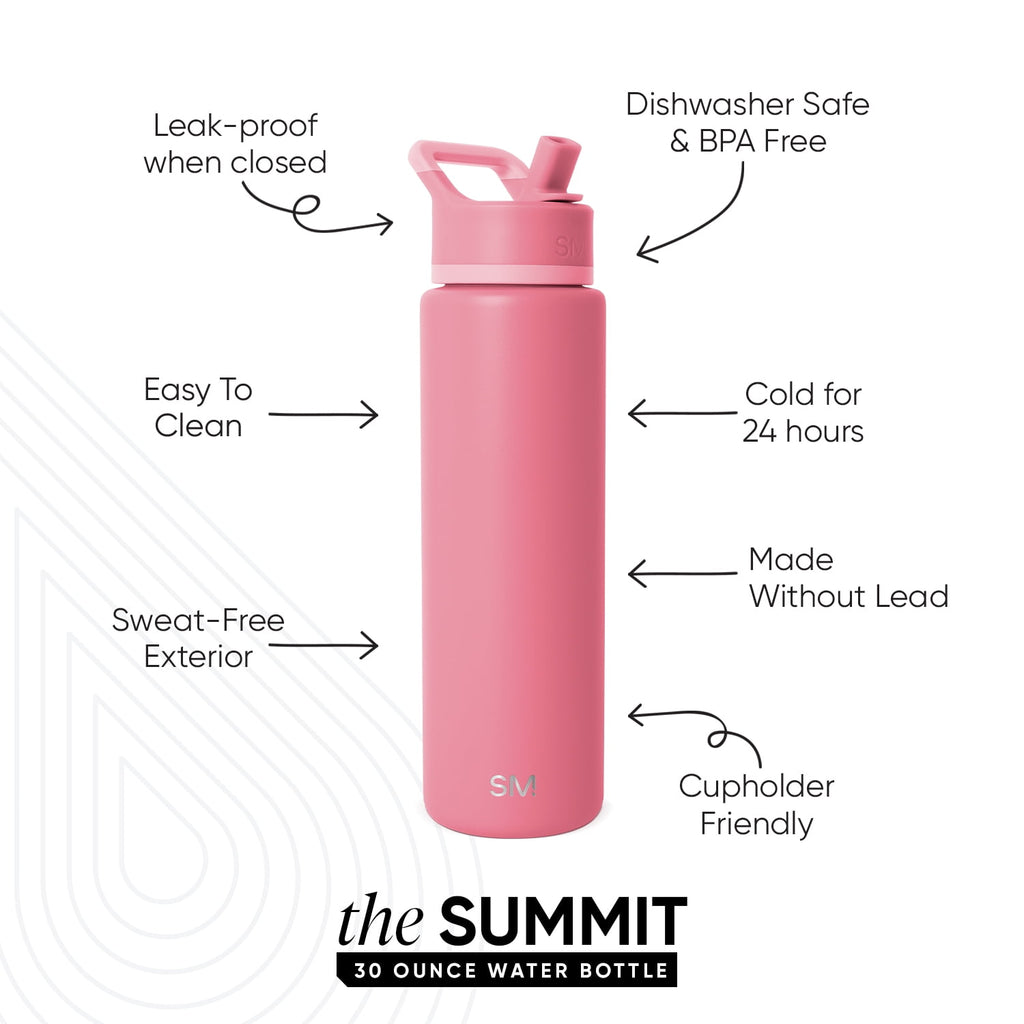 Simple Modern 30 fl oz Insulated Stainless Steel Summit Wide Mouth Water Bottle with Straw Lid | Slumberland - 0M9C