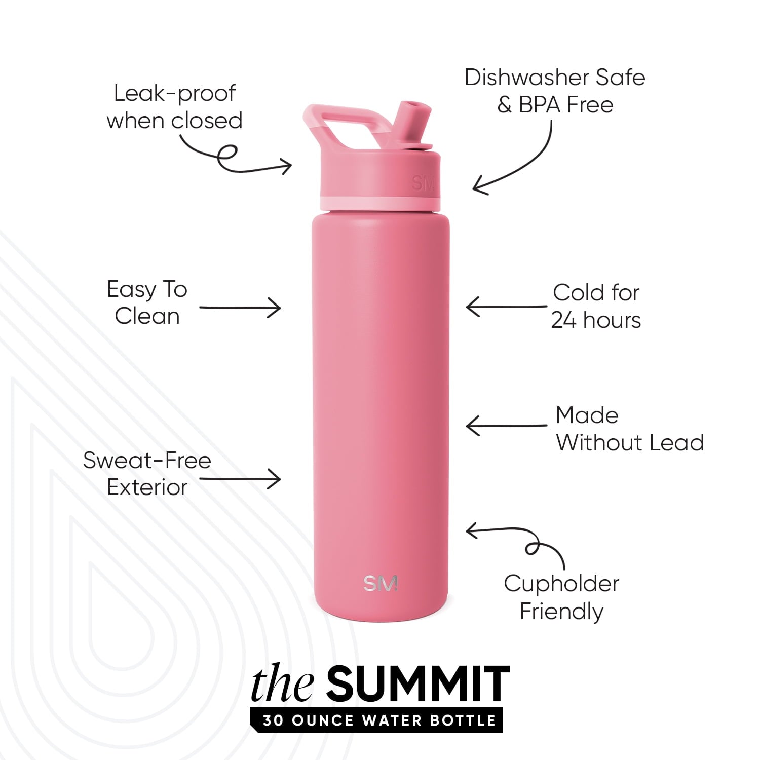 Simple Modern 30 fl oz Insulated Stainless Steel Summit Wide Mouth Water Bottle with Straw Lid | Slumberland - 0M9C