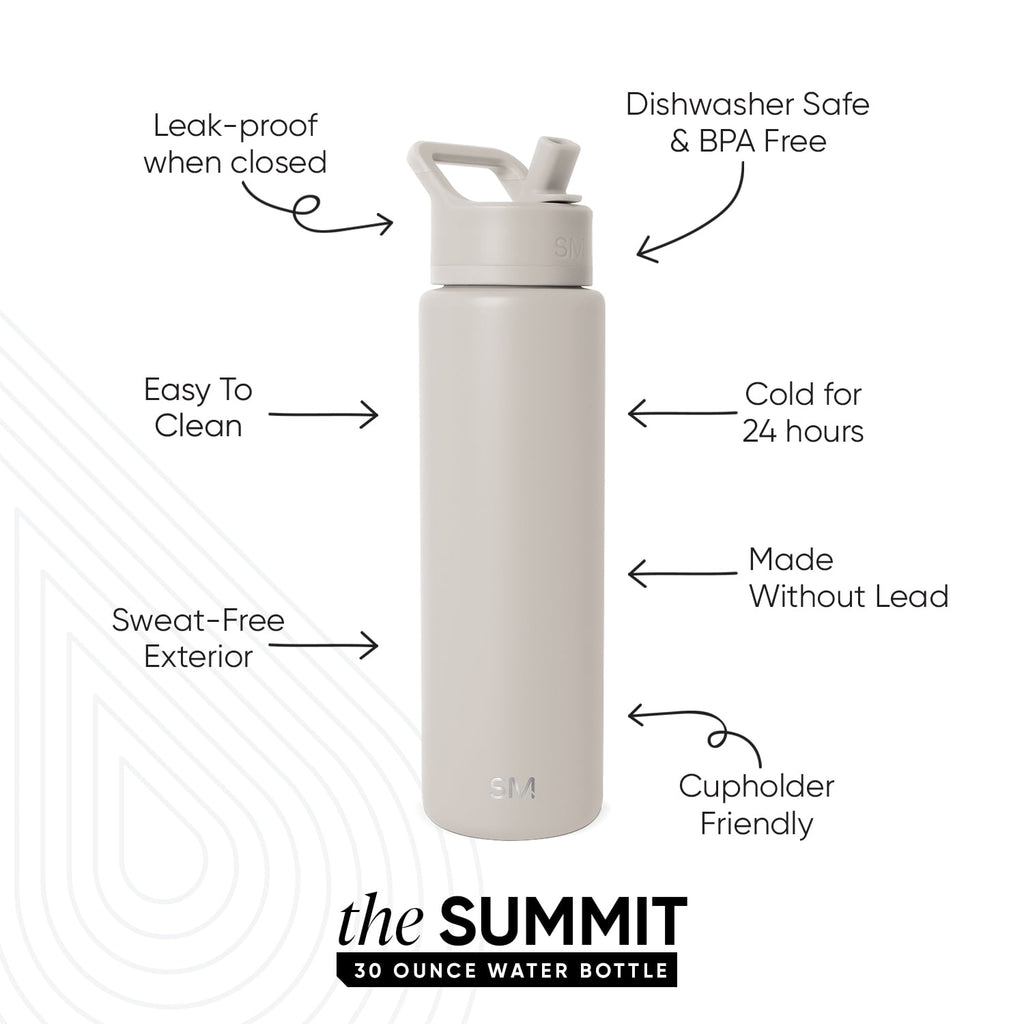 Simple Modern 30 fl oz Insulated Stainless Steel Summit Wide Mouth Water Bottle with Straw Lid | Slumberland - 0M9C