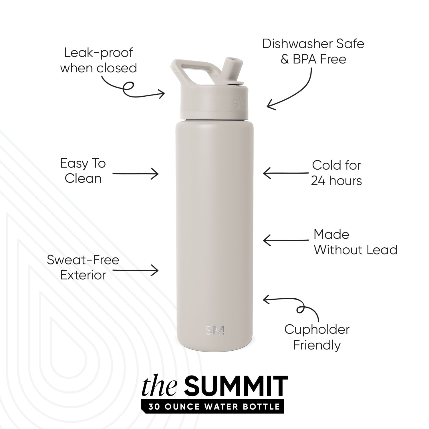 Simple Modern 30 fl oz Insulated Stainless Steel Summit Wide Mouth Water Bottle with Straw Lid | Slumberland - 0M9C