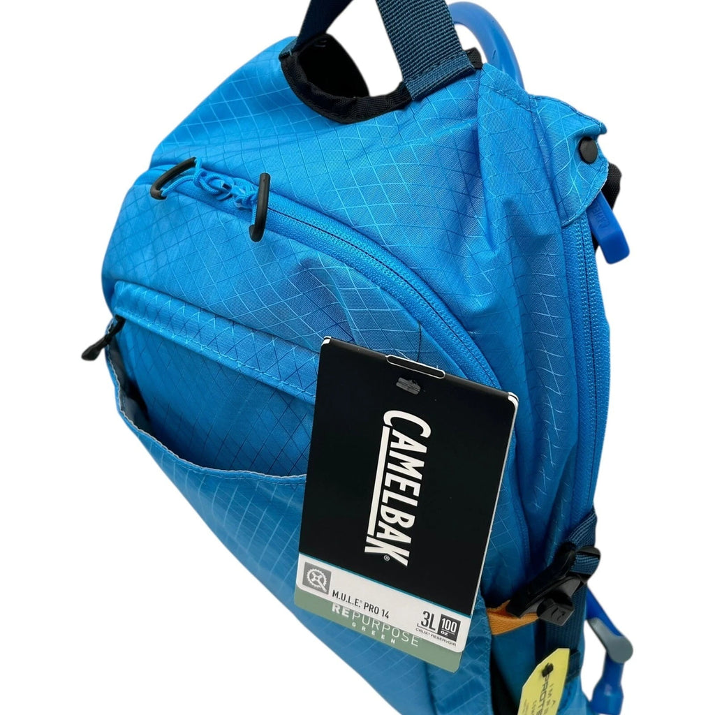 CAMELBAK M.U.L.E Pro 14L Bike Hydration Backpack 100 oz, Ibiza Blue/Orange - 7USD