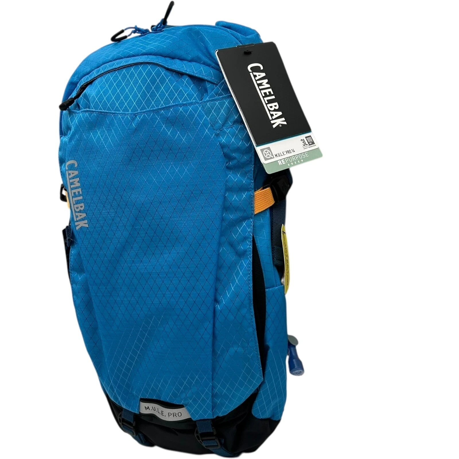 CAMELBAK M.U.L.E Pro 14L Bike Hydration Backpack 100 oz, Ibiza Blue/Orange - 7USD