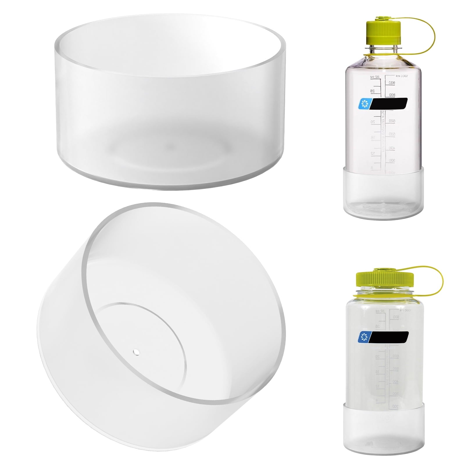 Linkidea 2 Pack Water Bottle Boot Compatible with Nalgene Sustain Wide Mouth 32oz/48oz, Narrow Mouth 32oz, Silicone Anti-Slip Bottle Bottom Bumper Protector (Clear White) - 6PNM