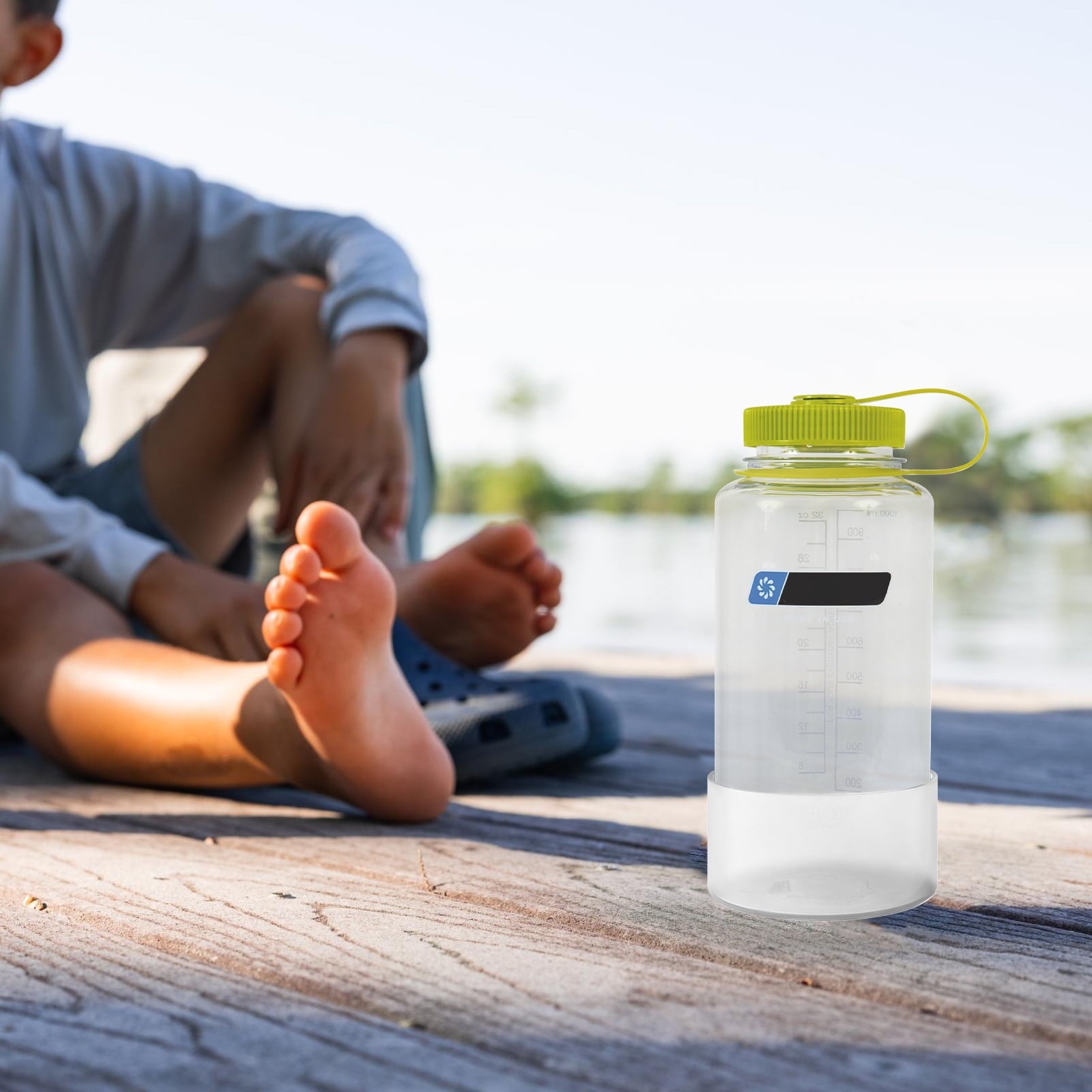 Linkidea 2 Pack Water Bottle Boot Compatible with Nalgene Sustain Wide Mouth 32oz/48oz, Narrow Mouth 32oz, Silicone Anti-Slip Bottle Bottom Bumper Protector (Clear White) - 6PNM