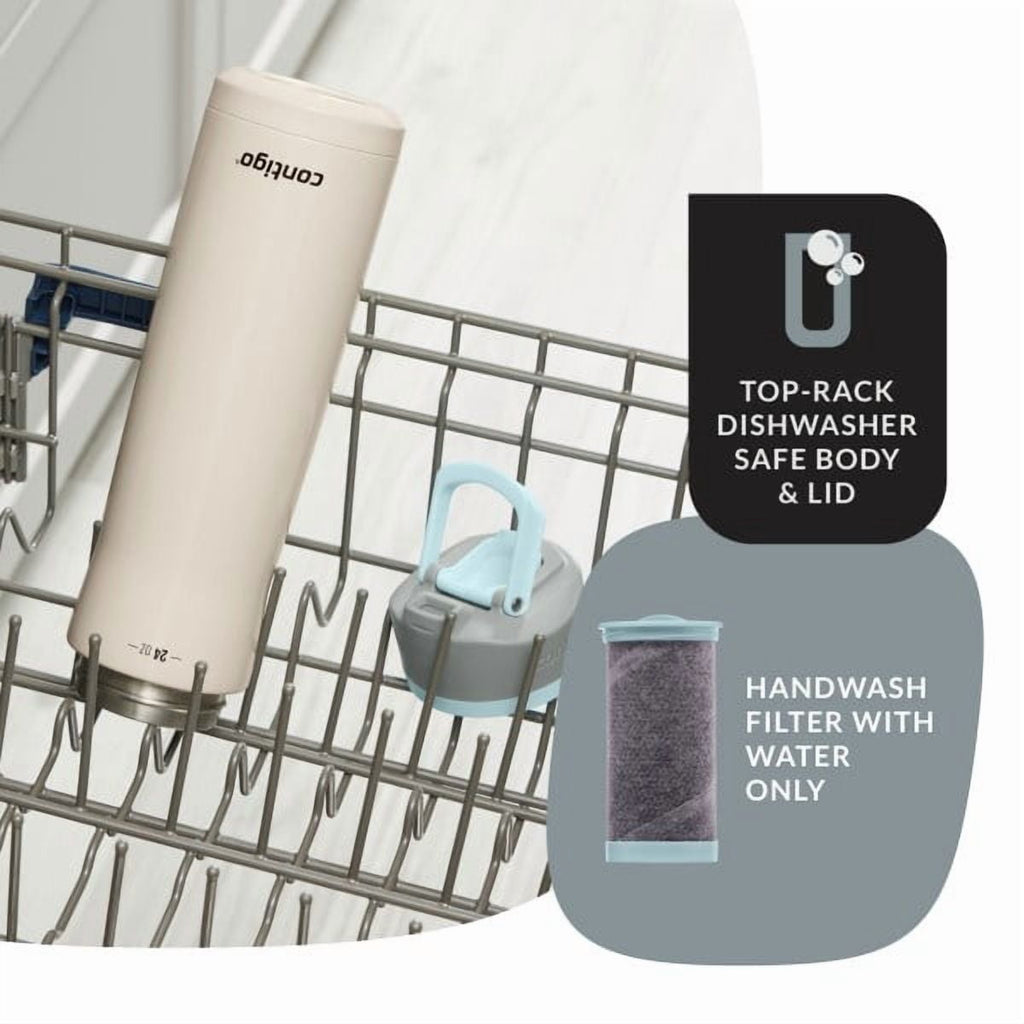 Contigo Clybourn Chill Stainless Steel FreeFlow Filter Water Bottle with AUTOSEAL, 24oz Salt - W33S
