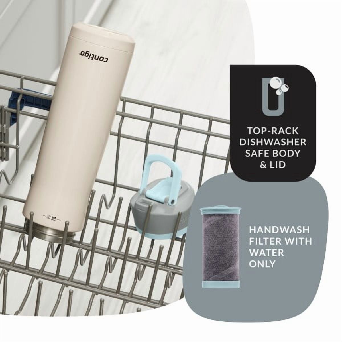 Contigo Clybourn Chill Stainless Steel FreeFlow Filter Water Bottle with AUTOSEAL, 24oz Salt - W33S
