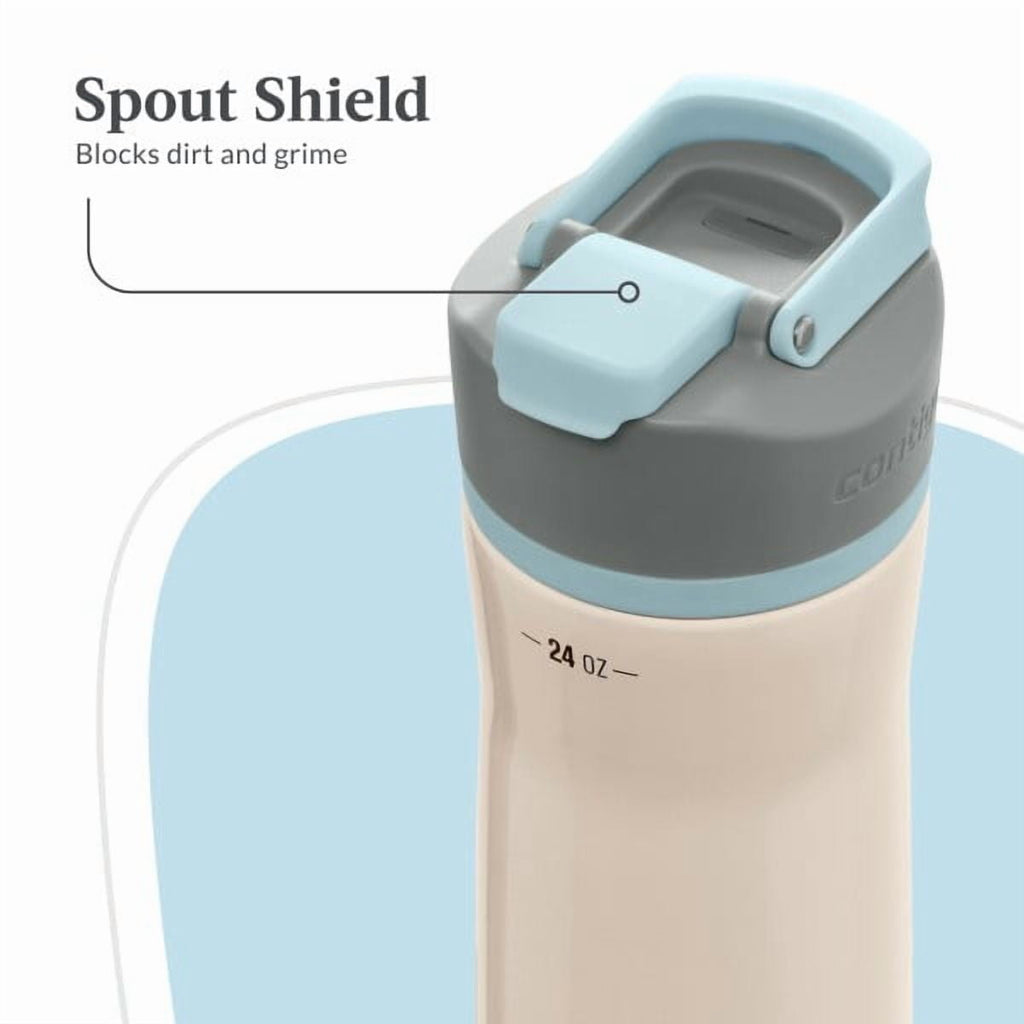 Contigo Clybourn Chill Stainless Steel FreeFlow Filter Water Bottle with AUTOSEAL, 24oz Salt - W33S