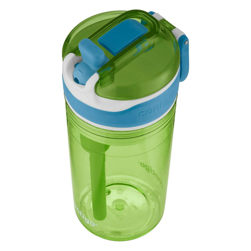 Contigo Kids 2-in-1 Snack Hero Tumbler Featuring 4oz Snack Holder Stacked on Top of 13oz Water Bottle - BPA Free, Durable Tritan w/Flexible Carry Handle &amp; Spill-Proof Valve, Green &amp; Blue – 2 Pack - L5PZ