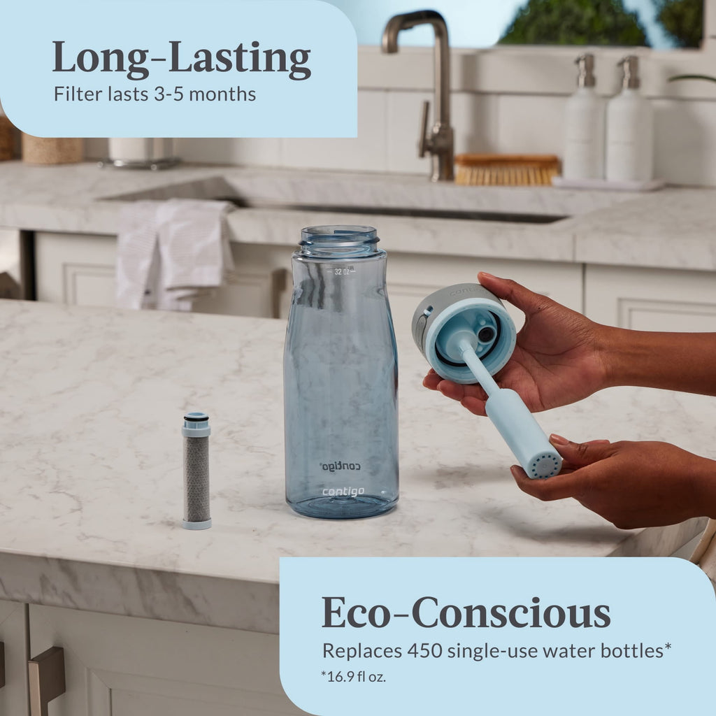 Contigo Wells Plastic Filter Water Bottle with AUTOSPOUT Straw Lid, 32 oz., Dark Ice - 8WGV