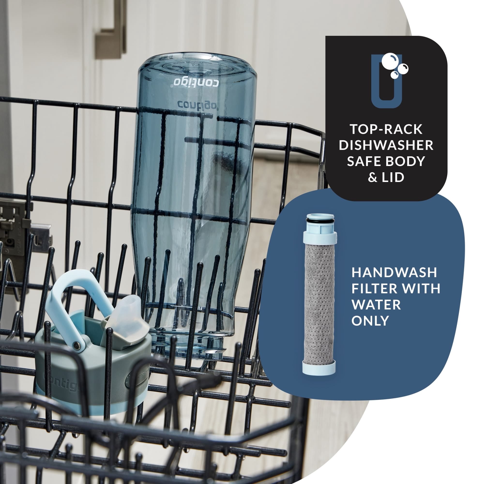 Contigo Wells Plastic Filter Water Bottle with AUTOSPOUT Straw Lid, 32 oz., Dark Ice - 8WGV