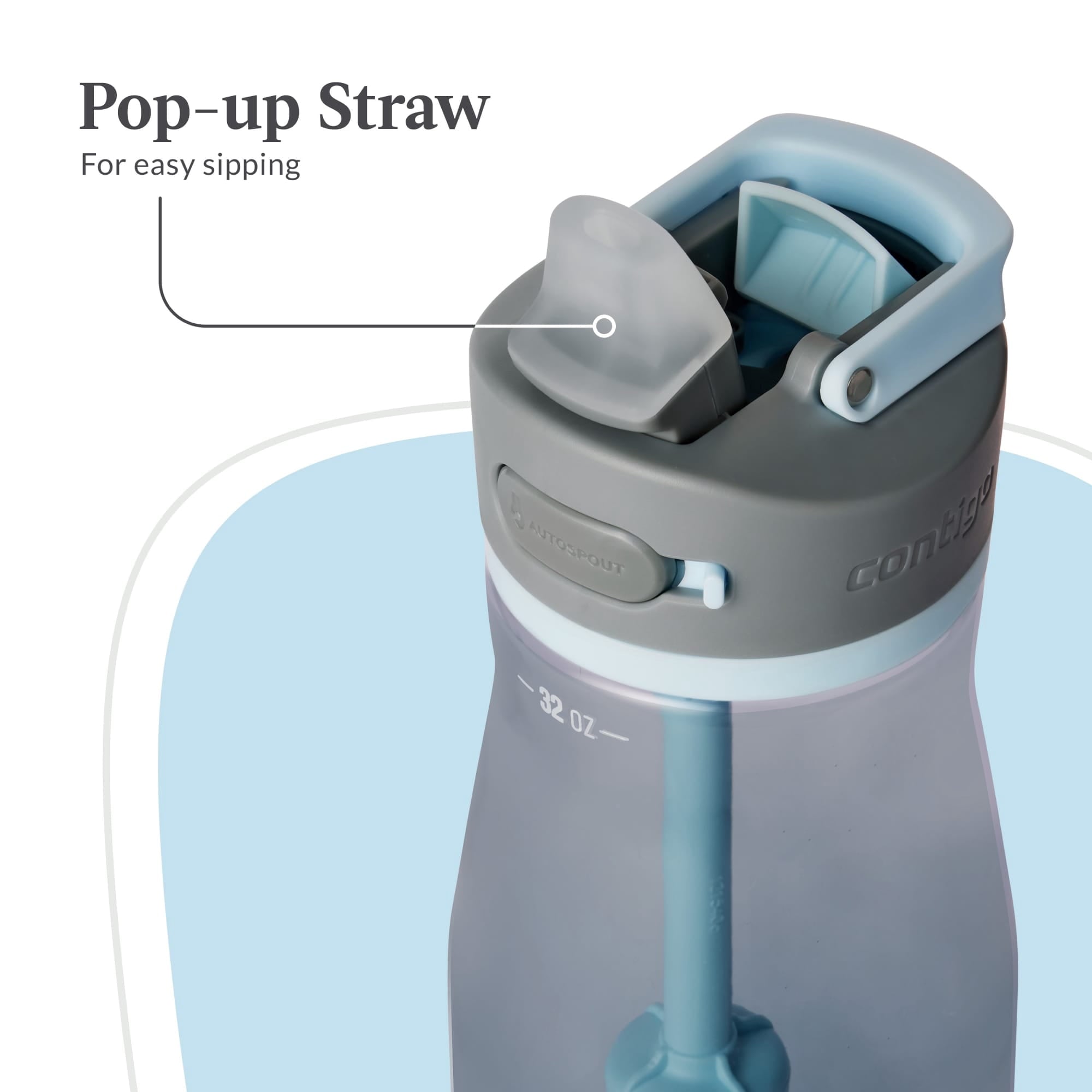 Contigo Wells Plastic Filter Water Bottle with AUTOSPOUT Straw Lid, 32 oz., Dark Ice - 8WGV