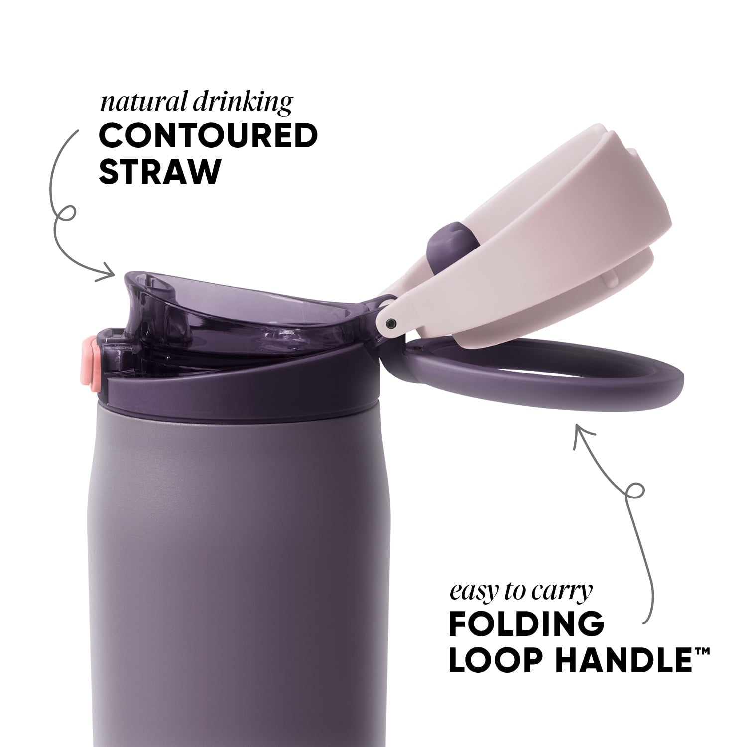 Simple Modern 24oz Mesa Loop Water Bottle with Covered Spout | Pink Champagne - FJWJ