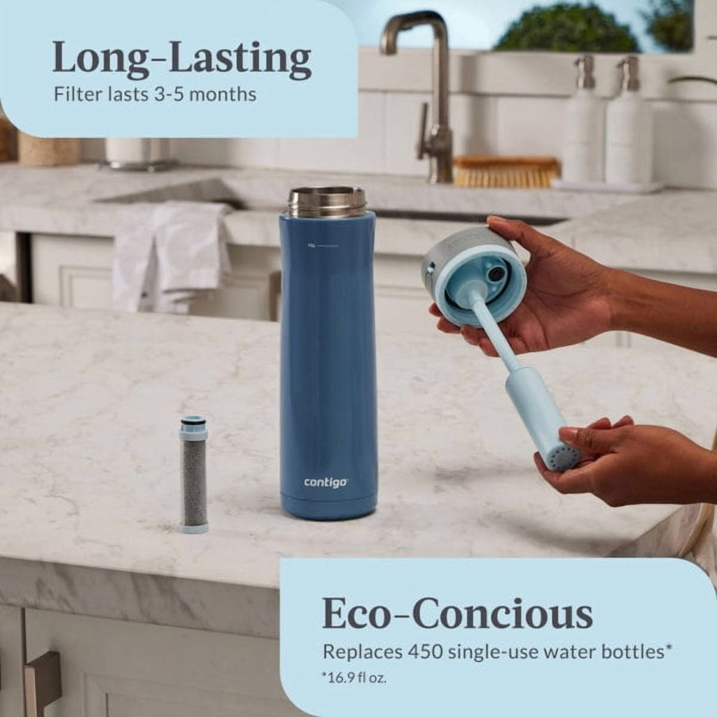 Contigo 24 oz. Wells Chill Stainless Steel Filter Bottle w/ Filters - Dark Ice - QCCM